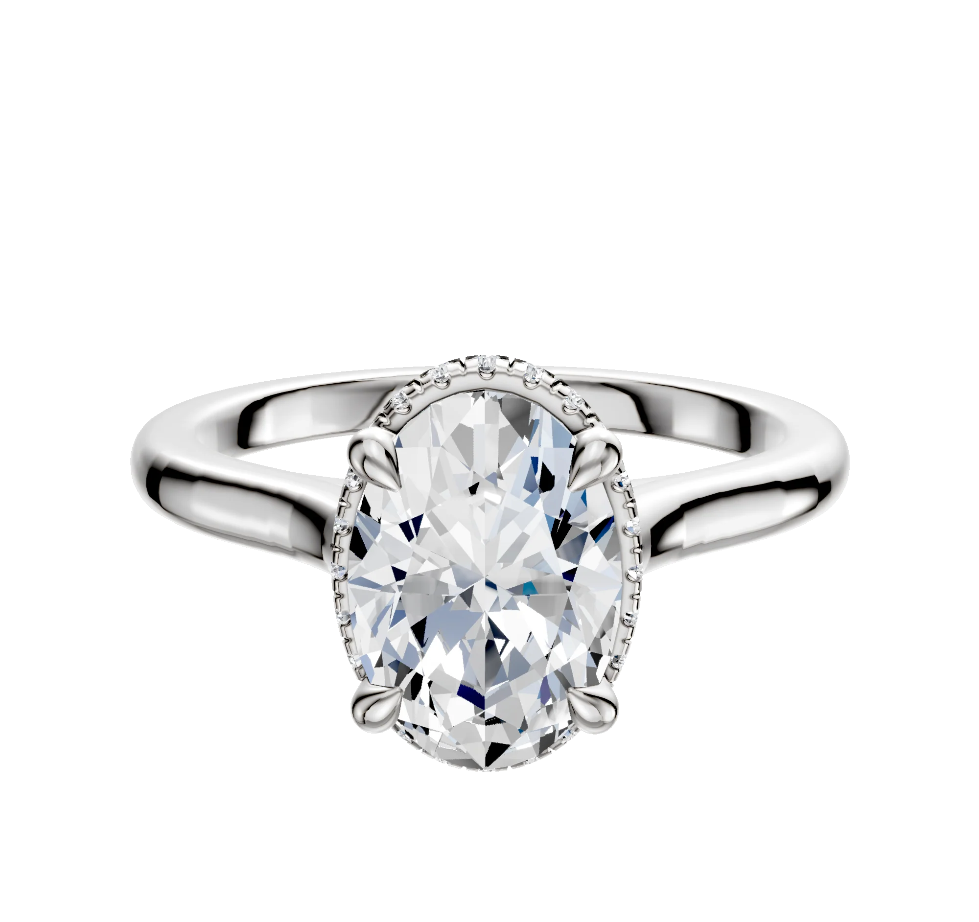 18K White Gold 4 Prong Collar Cathedral Dome 2.0mm Engagement Ring