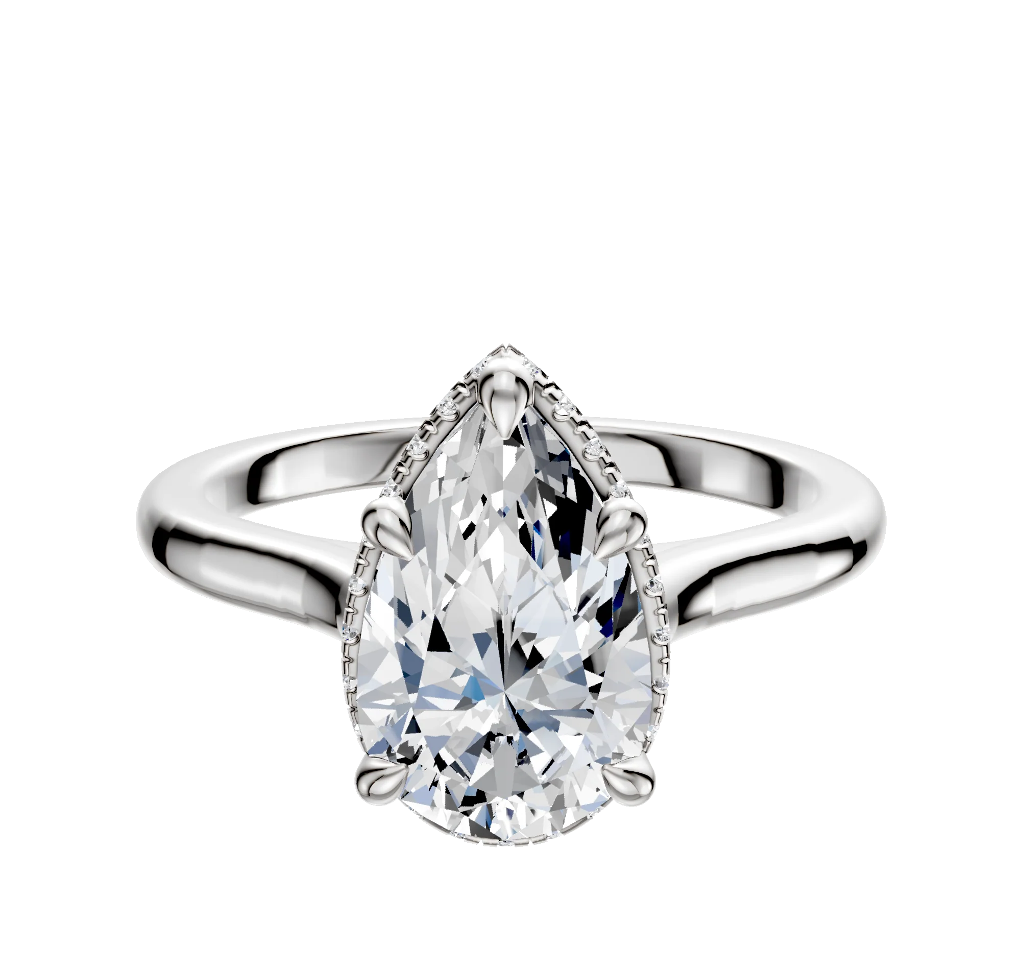 18K White Gold 4 Prong Collar Cathedral Dome 2.0mm Engagement Ring