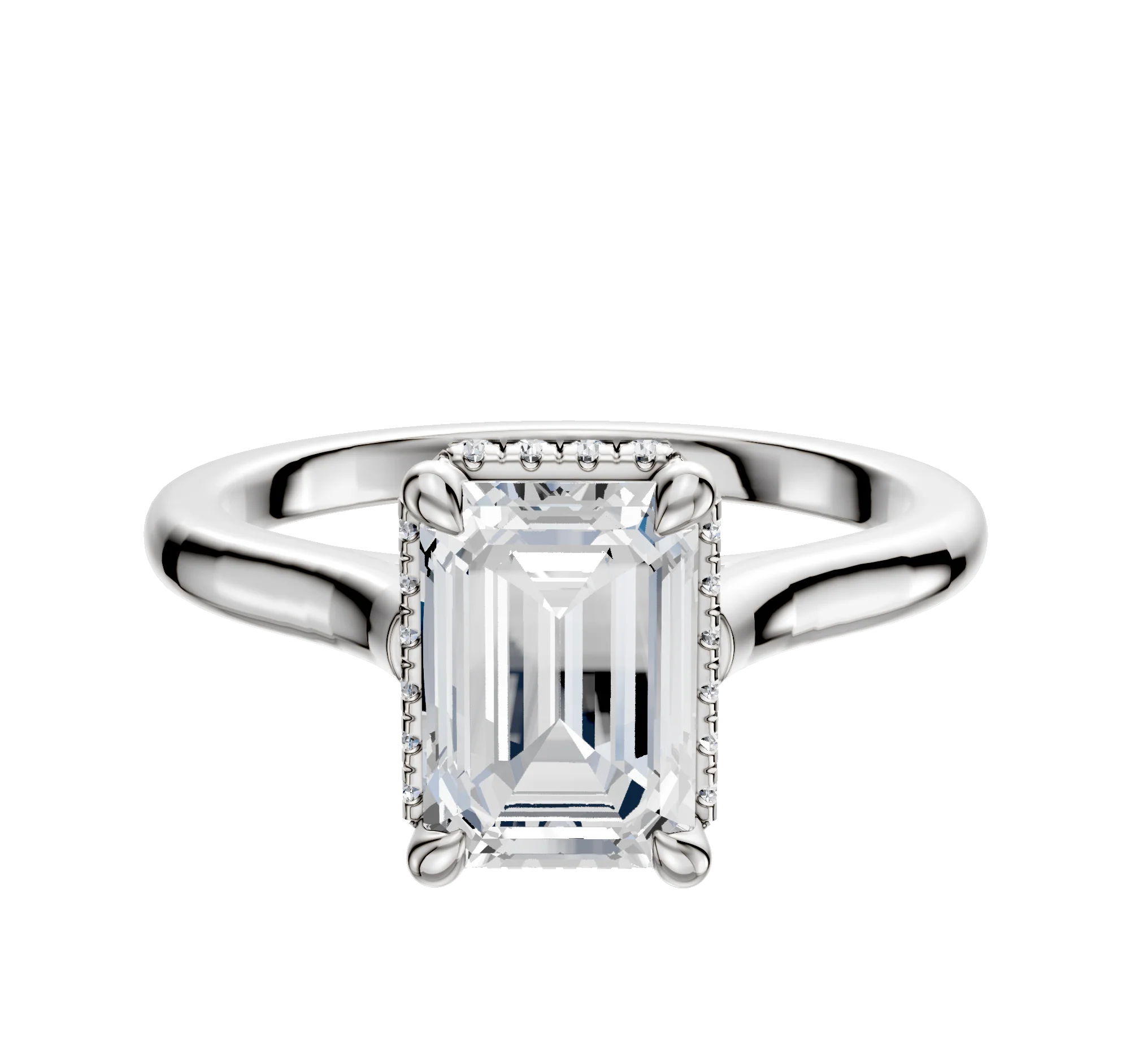 18K White Gold 4 Prong Collar Cathedral Dome 2.0mm Engagement Ring