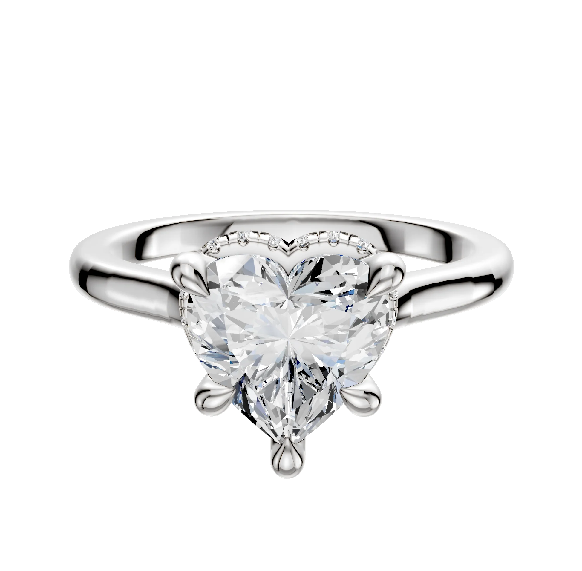 18K White Gold 4 Prong Collar Cathedral Dome 2.0mm Engagement Ring