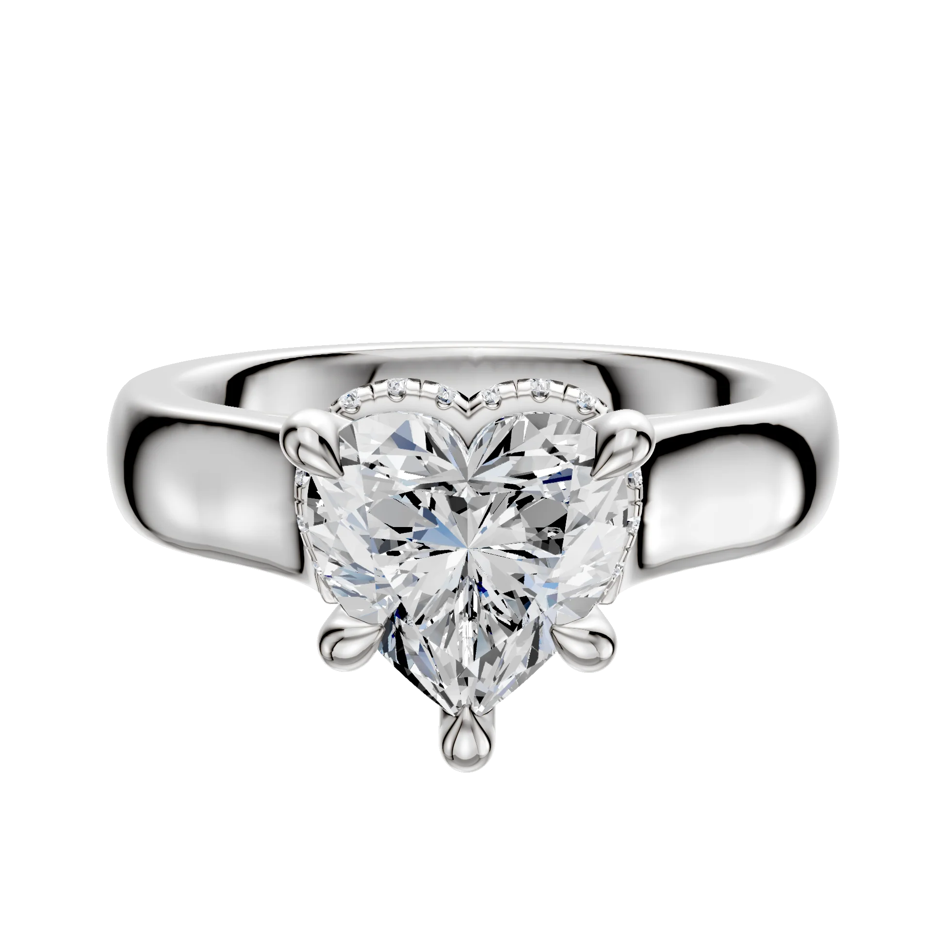 18K White Gold 4 Prong Collar Cathedral Dome 4.0mm Engagement Ring