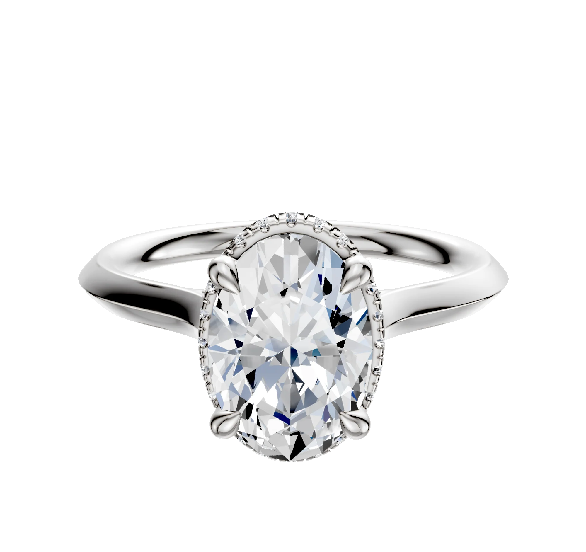 18K White Gold 4 Prong Collar Cathedral Knife Edge 2.0mm Engagement Ring