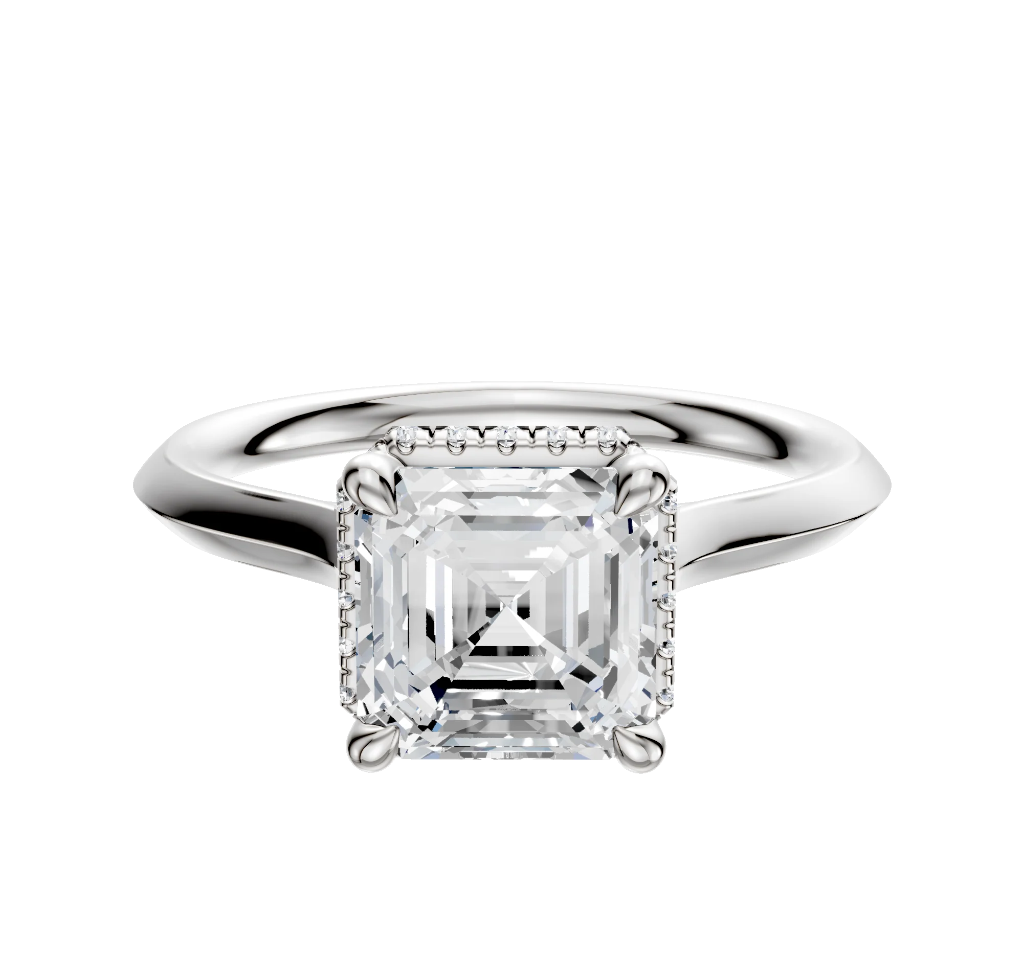18K White Gold 4 Prong Collar Cathedral Knife Edge 2.0mm Engagement Ring