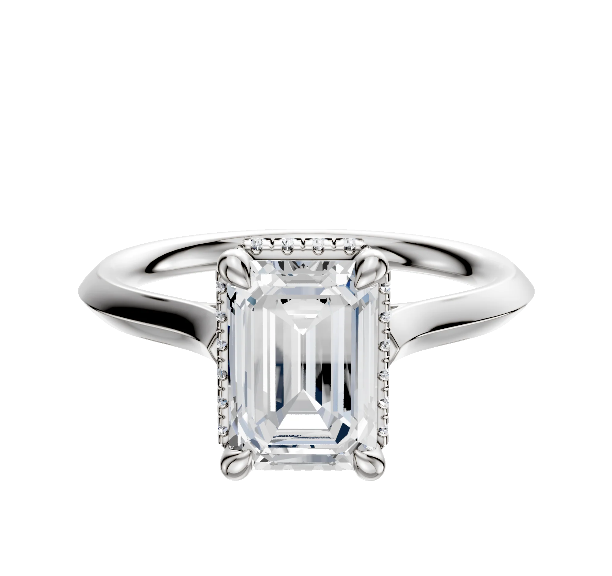18K White Gold 4 Prong Collar Cathedral Knife Edge 2.0mm Engagement Ring