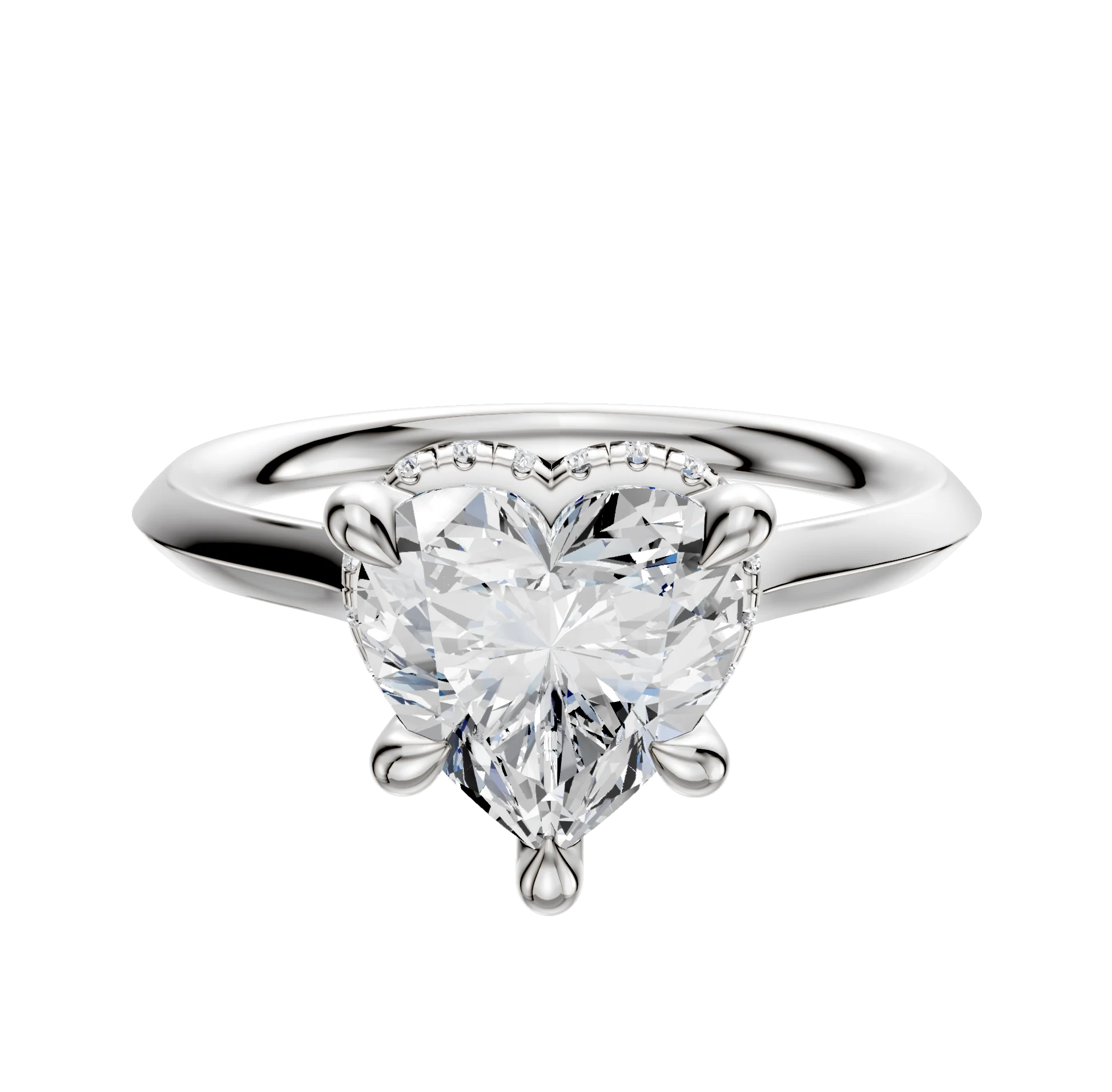 18K White Gold 4 Prong Collar Cathedral Knife Edge 2.0mm Engagement Ring