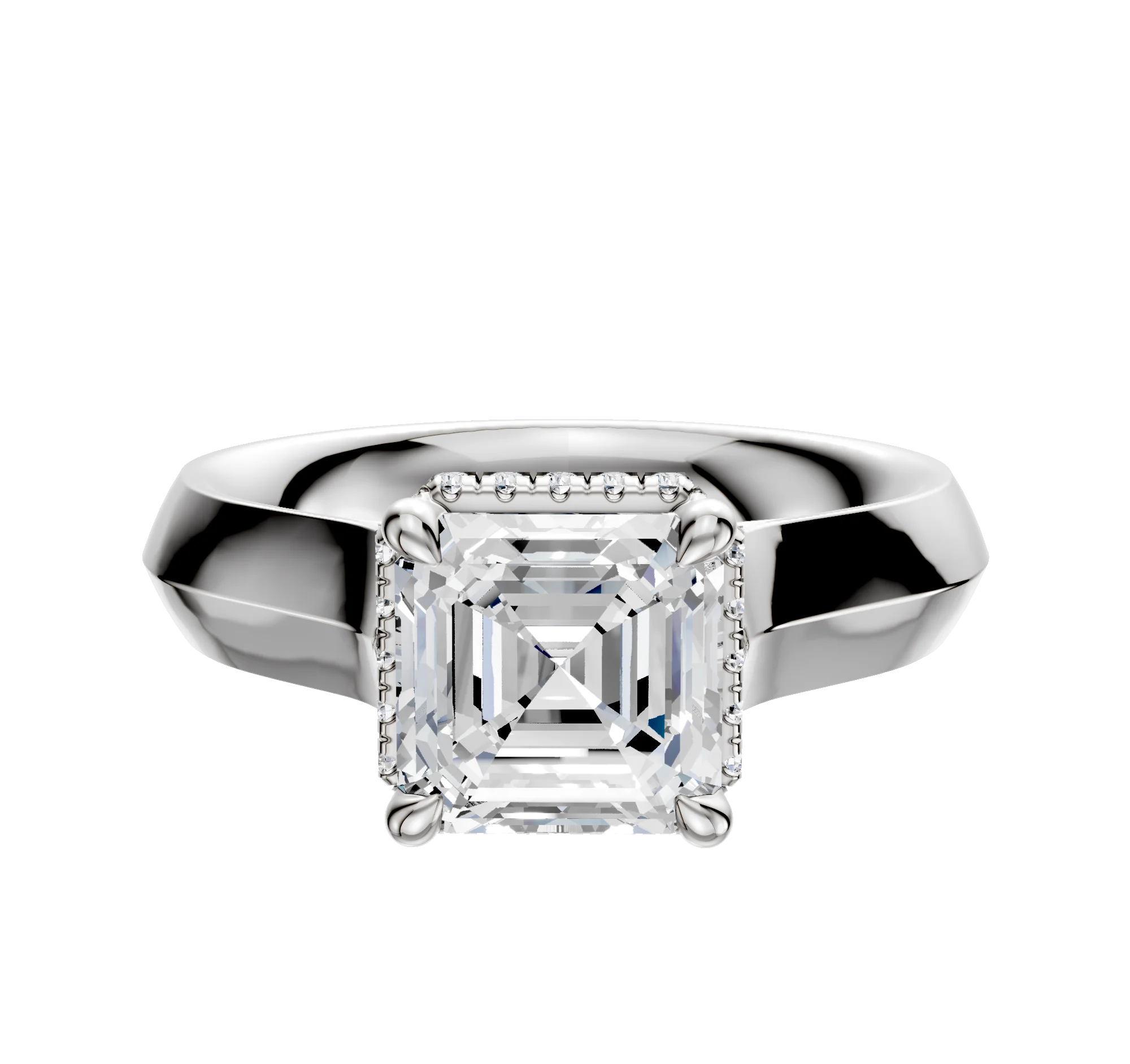 18K White Gold 4 Prong Collar Cathedral Knife Edge 4.0mm Engagement Ring