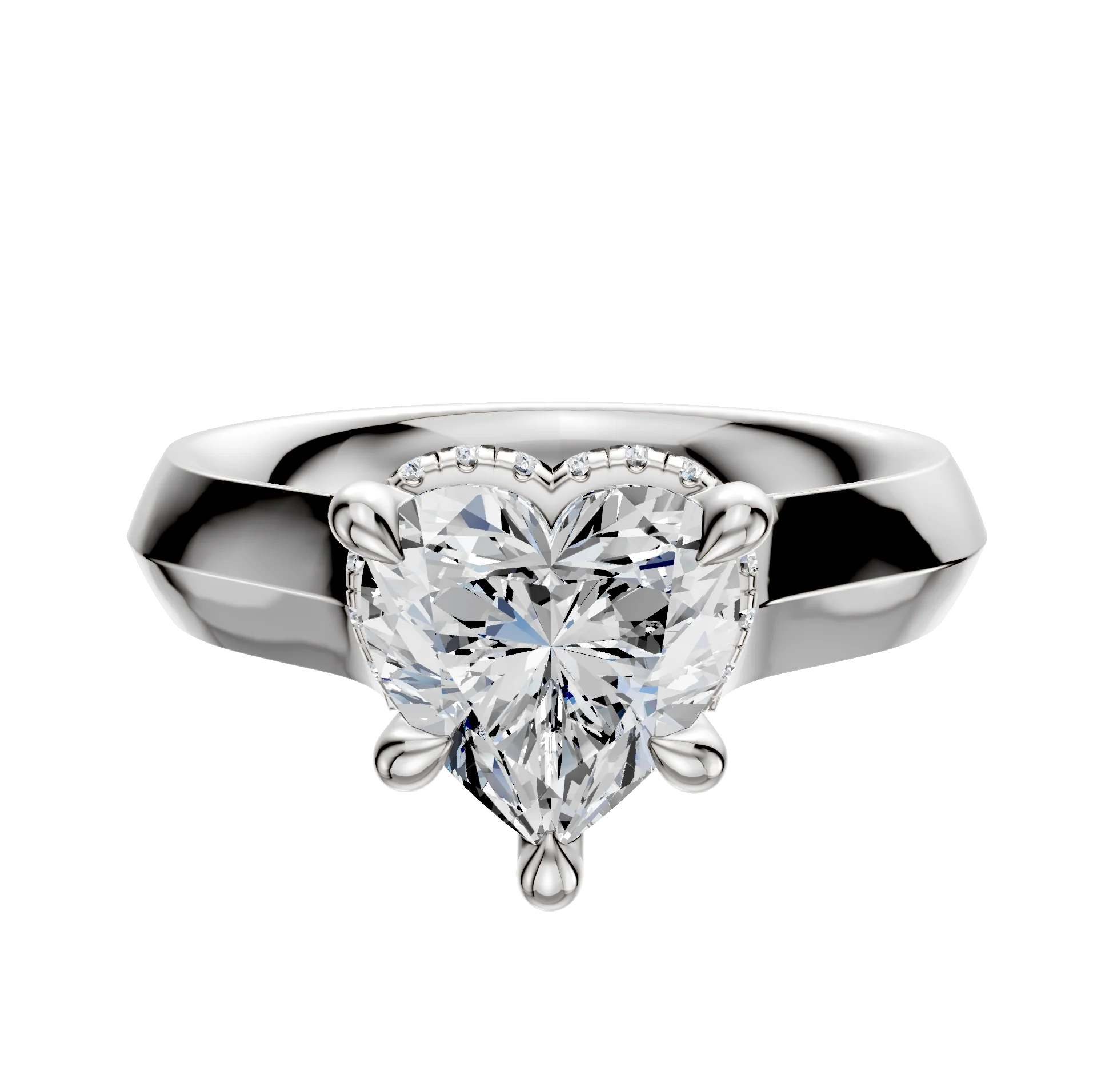 18K White Gold 4 Prong Collar Cathedral Knife Edge 4.0mm Engagement Ring