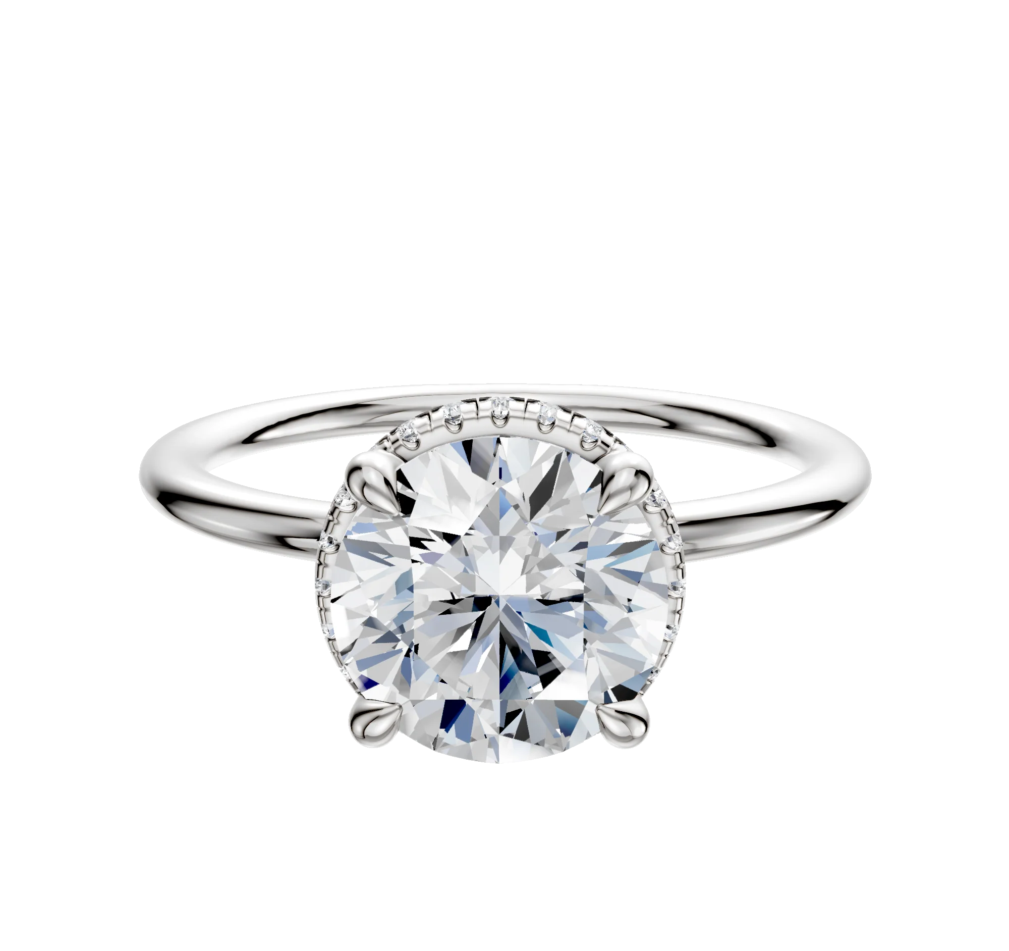 18K White Gold 4 Prong Collar Classic Dome 1.5mm Engagement Ring