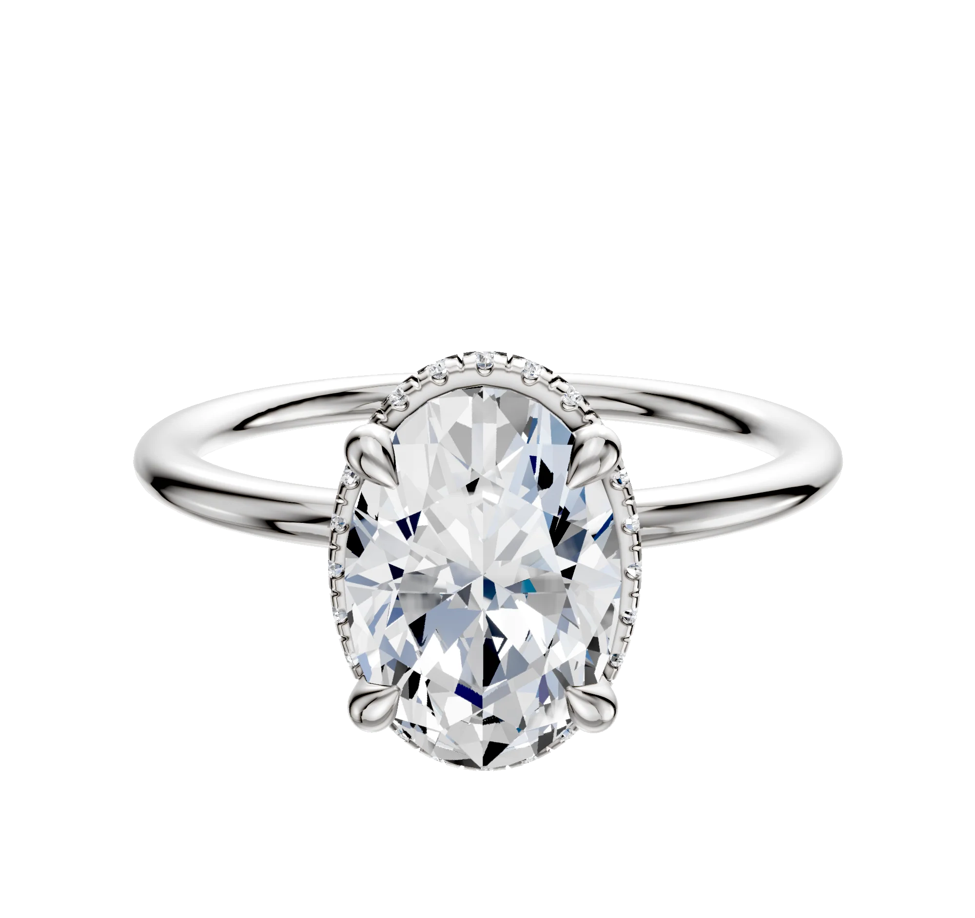 18K White Gold 4 Prong Collar Classic Dome 1.5mm Engagement Ring