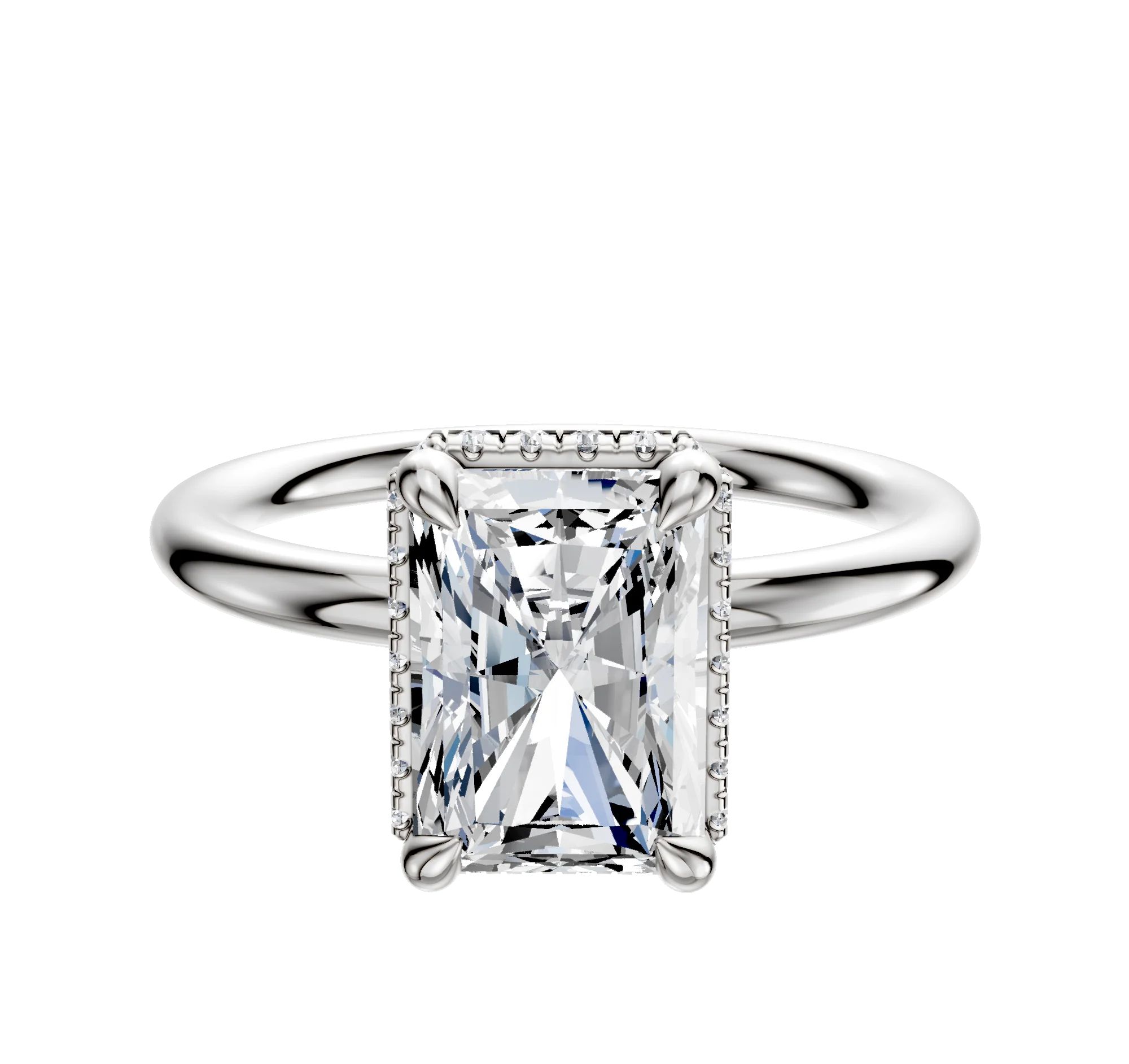 18K White Gold 4 Prong Collar Classic Dome 2.0mm Engagement Ring