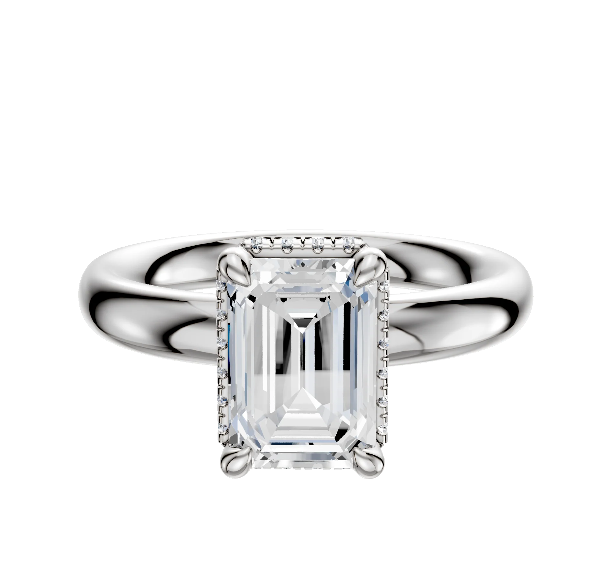 18K White Gold 4 Prong Collar Classic Dome 3.0mm Engagement Ring