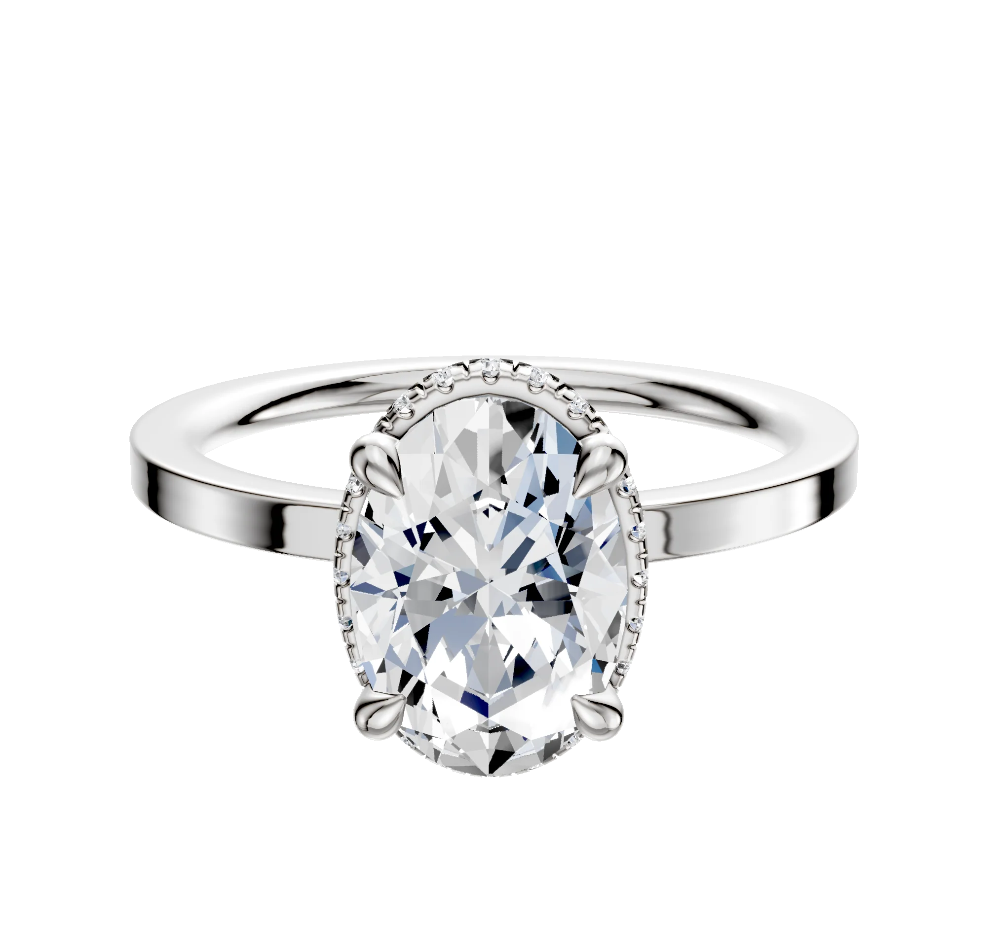 18K White Gold 4 Prong Collar Classic Flat 1.5mm Engagement Ring