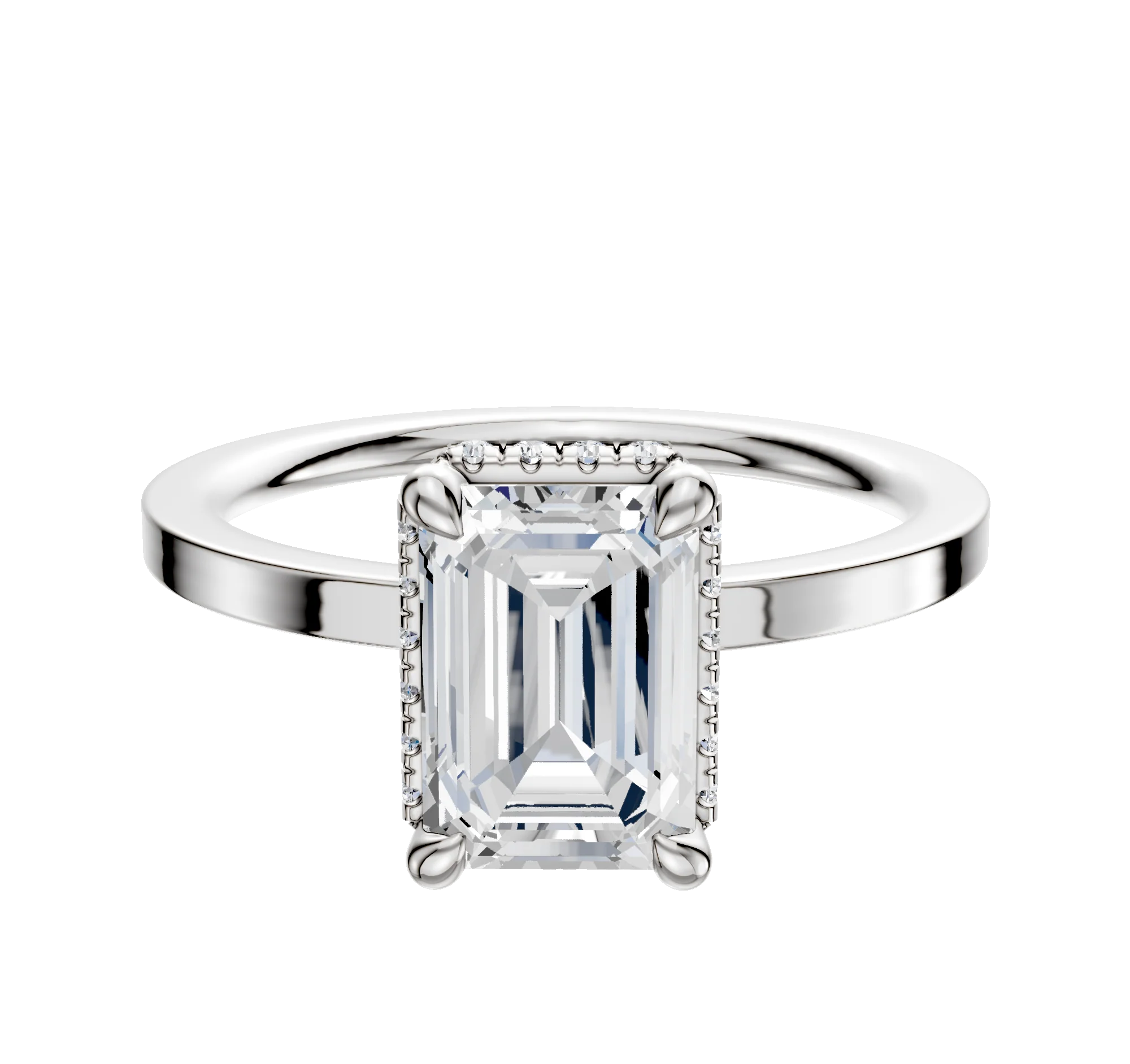 18K White Gold 4 Prong Collar Classic Flat 1.5mm Engagement Ring