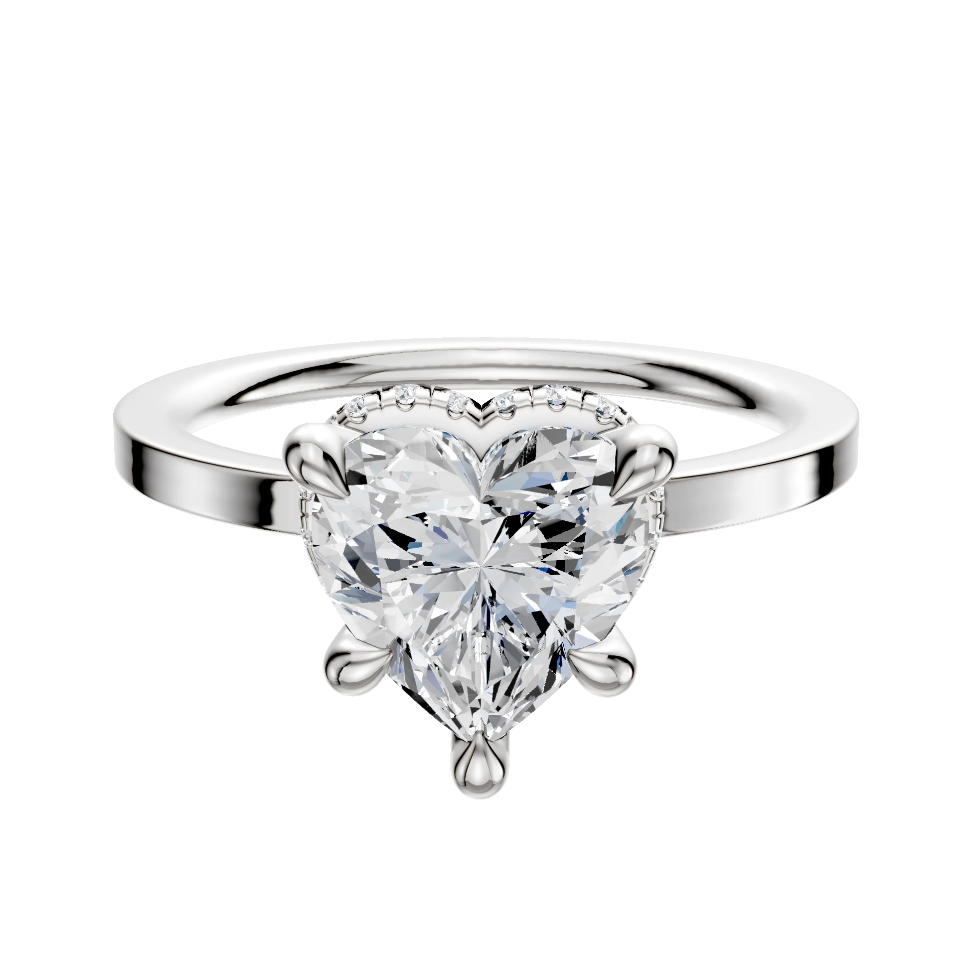 18K White Gold 4 Prong Collar Classic Flat 1.5mm Engagement Ring