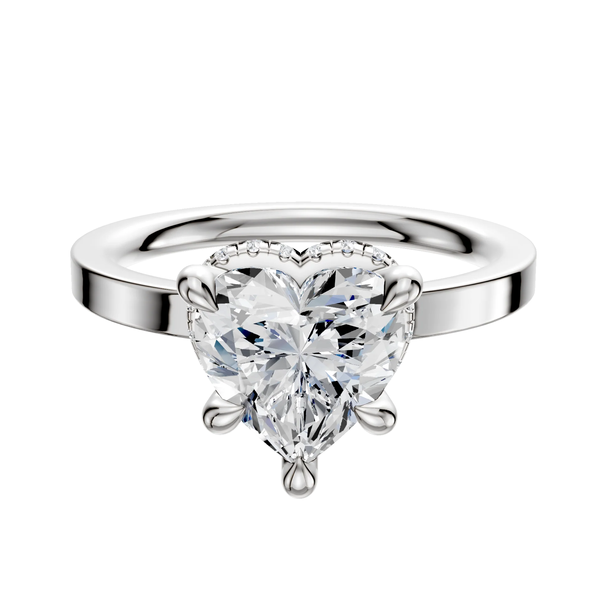 18K White Gold 4 Prong Collar Classic Flat 2.0mm Engagement Ring