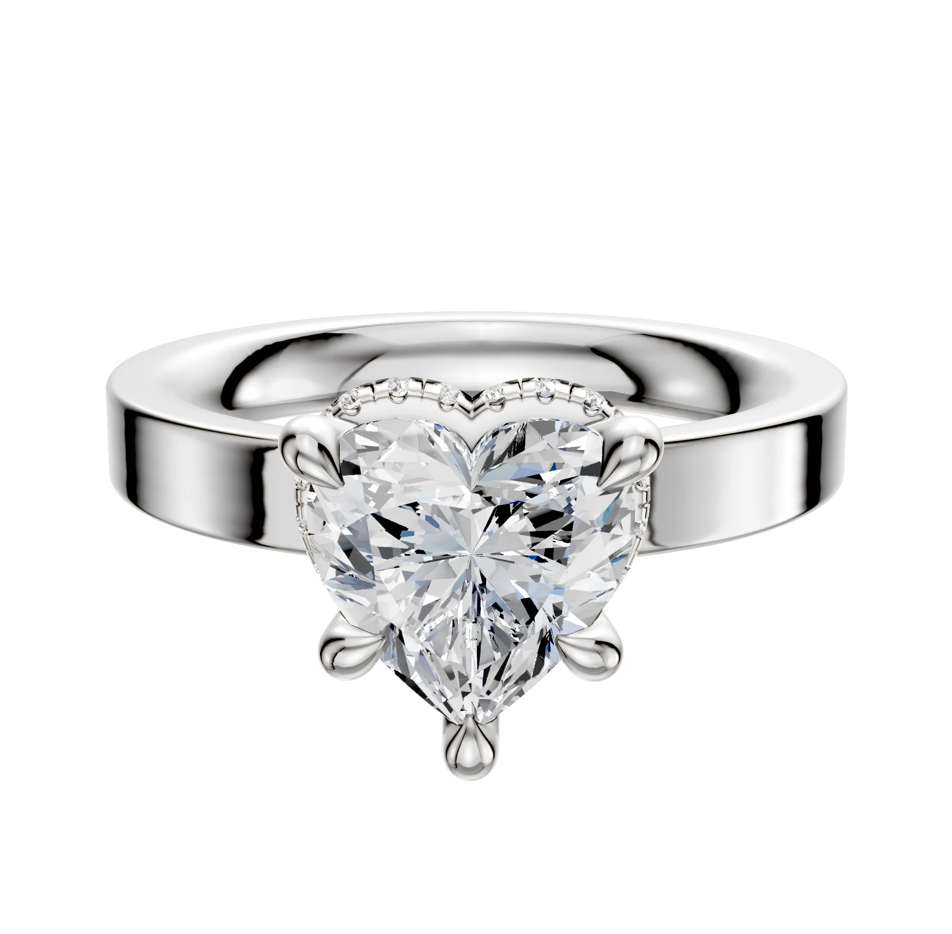 18K White Gold 4 Prong Collar Classic Flat 3.0mm Engagement Ring
