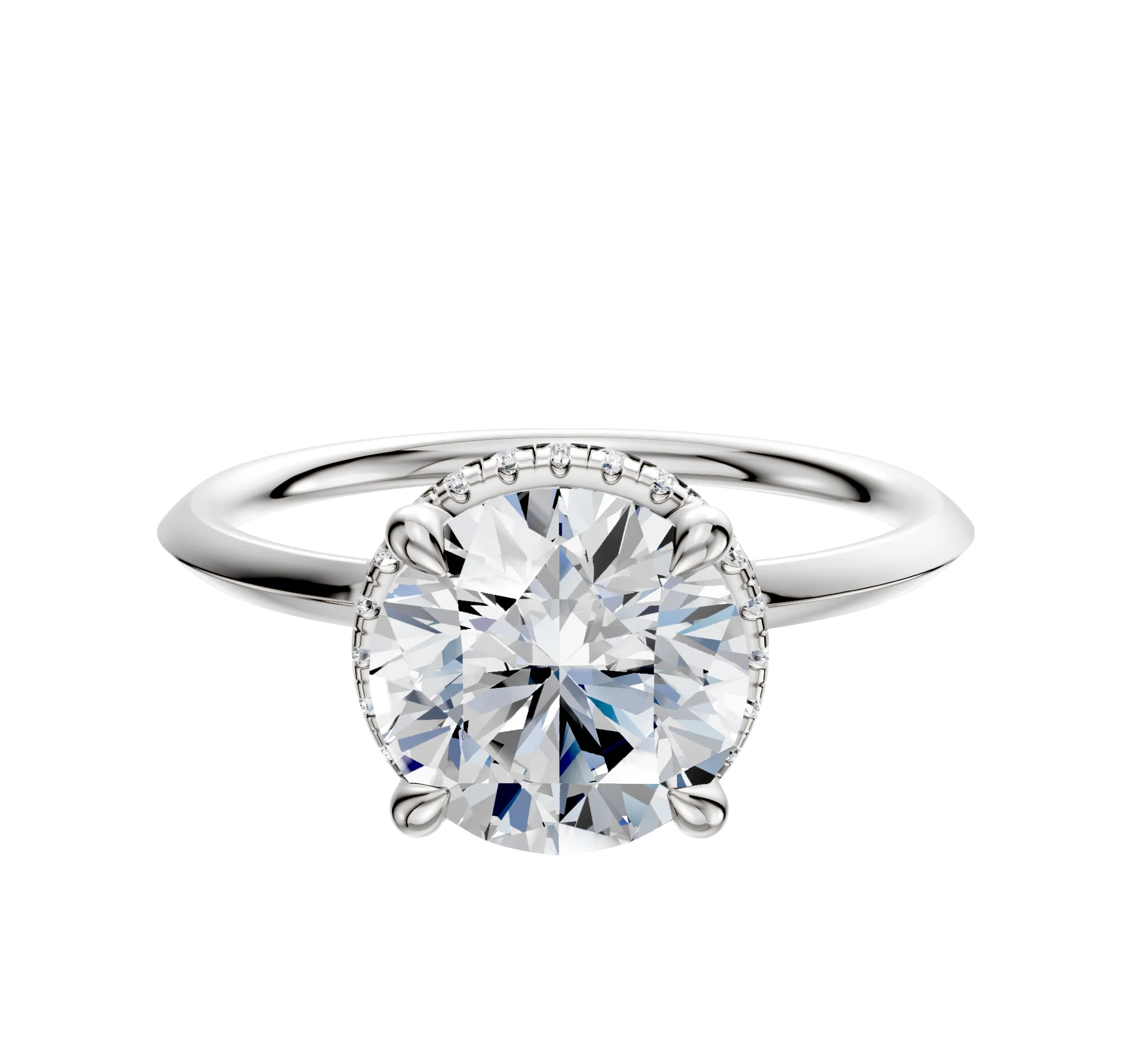18K White Gold 4 Prong Collar Classic Knife Edge 1.5mm Engagement Ring