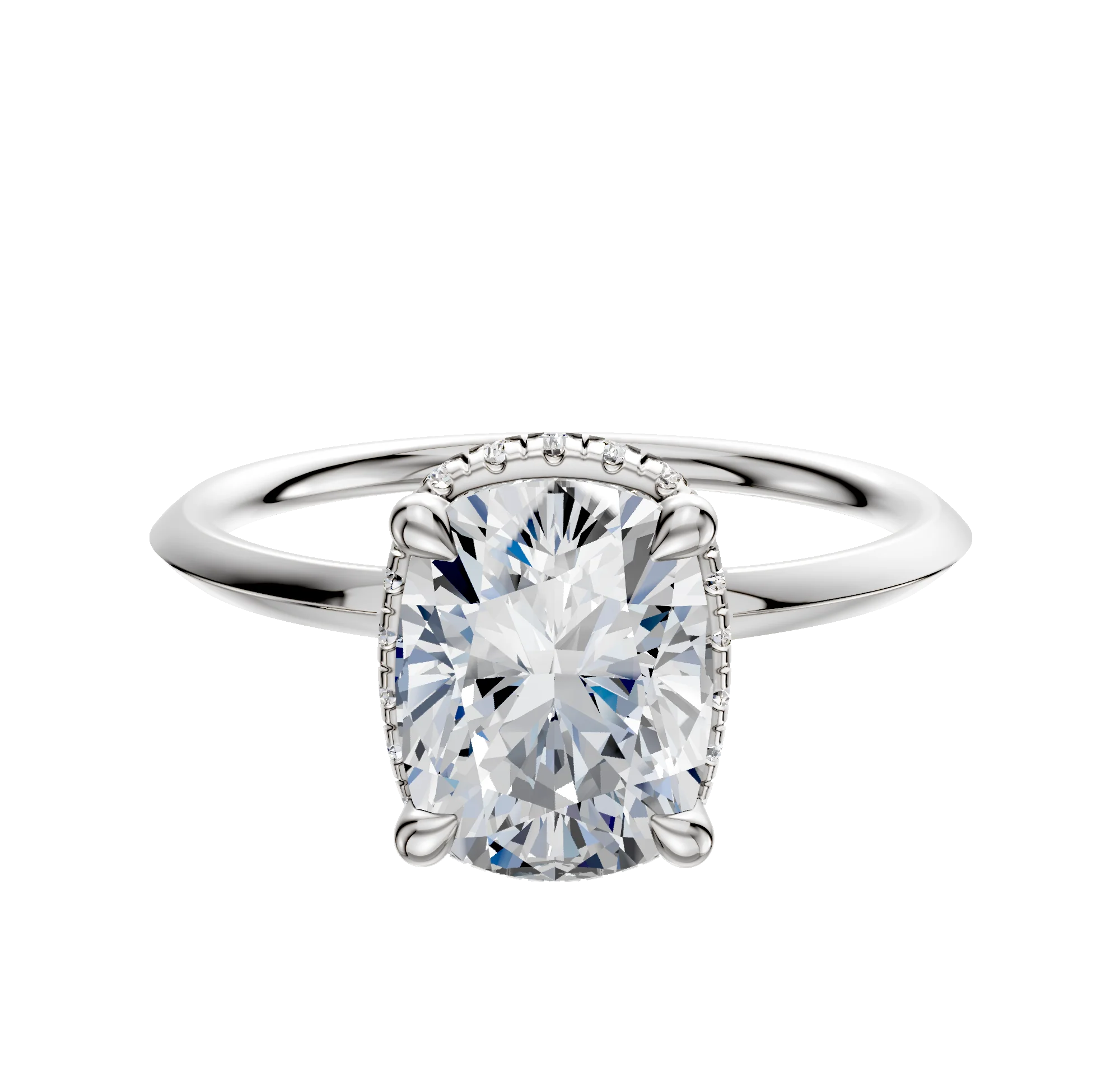 18K White Gold 4 Prong Collar Classic Knife Edge 1.5mm Engagement Ring