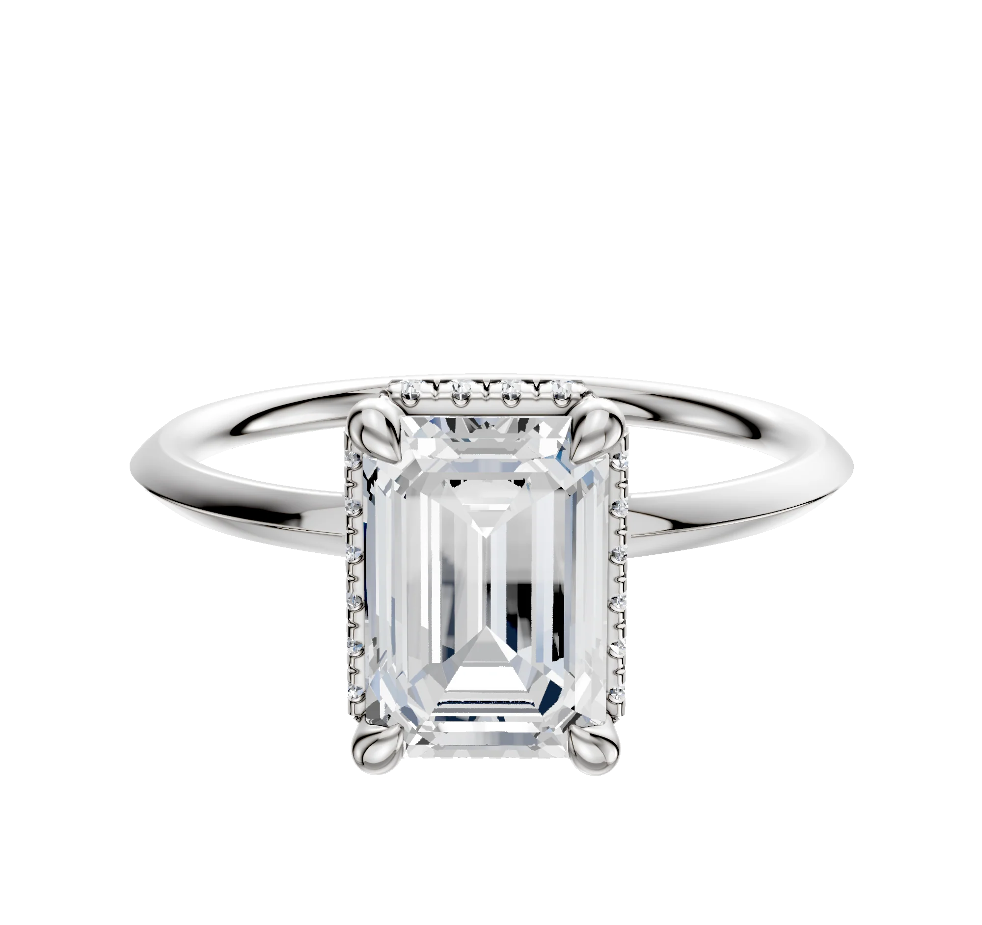 18K White Gold 4 Prong Collar Classic Knife Edge 1.5mm Engagement Ring