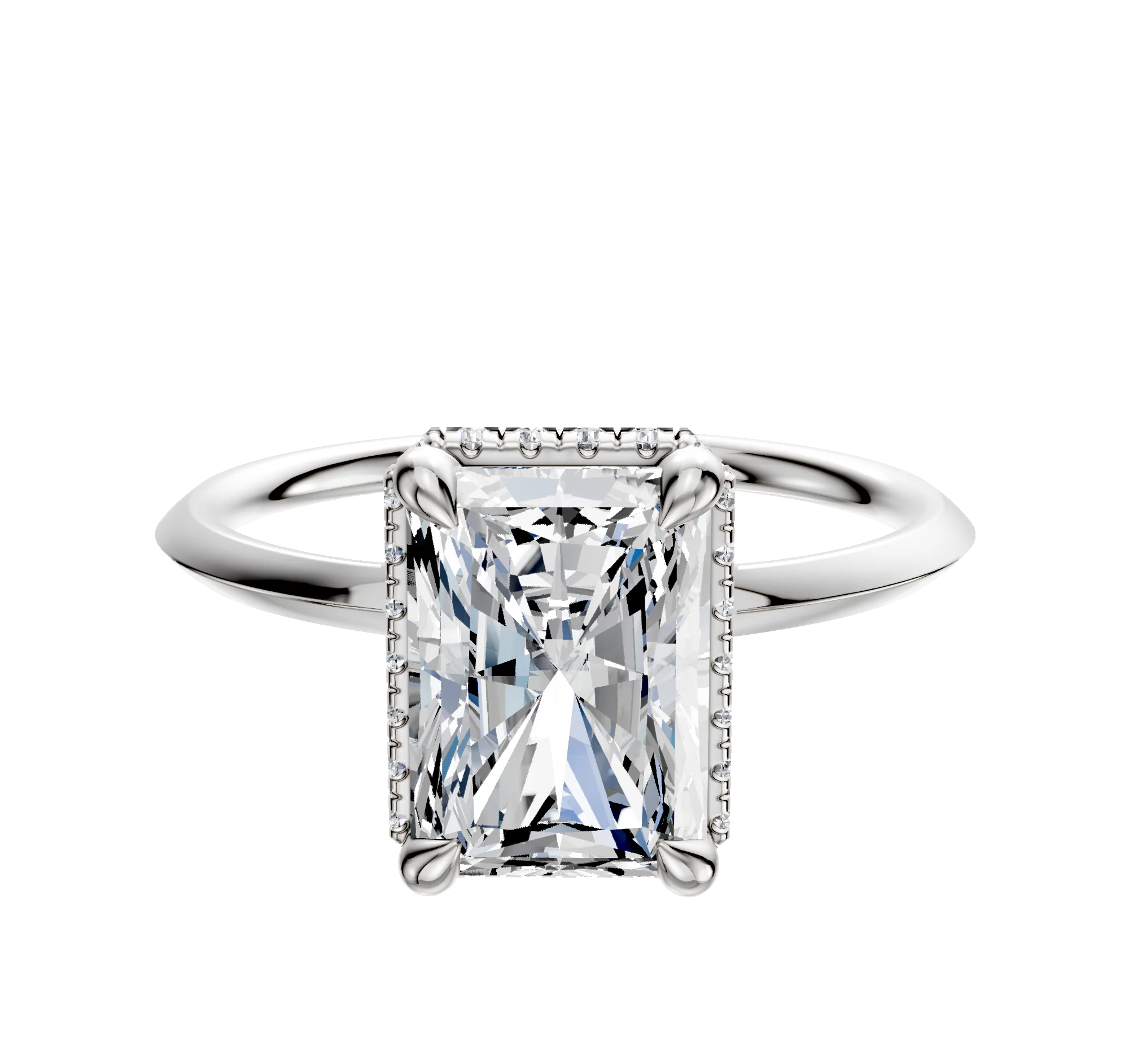 18K White Gold 4 Prong Collar Classic Knife Edge 1.5mm Engagement Ring