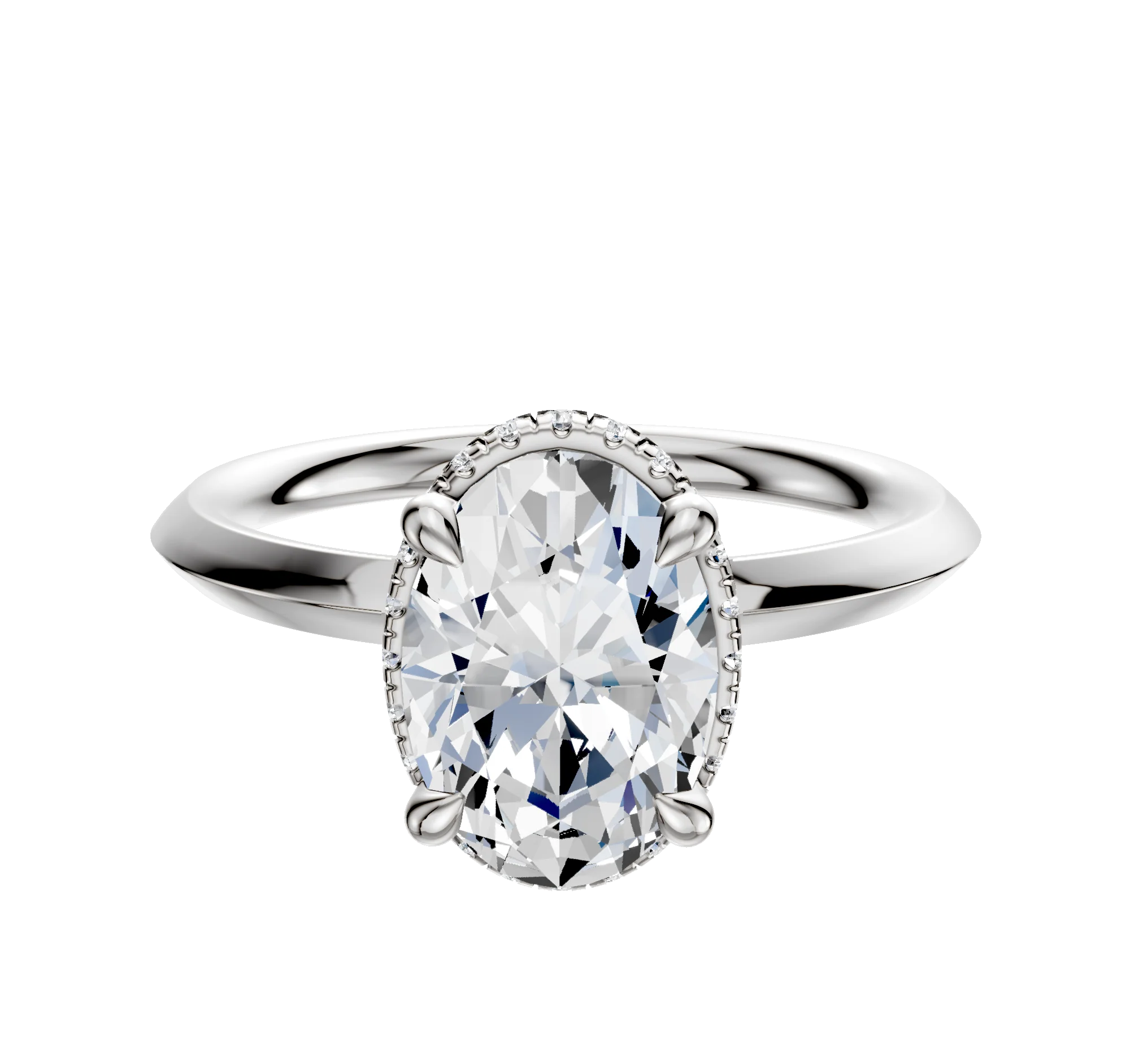 18K White Gold 4 Prong Collar Classic Knife Edge 2.0mm Engagement Ring