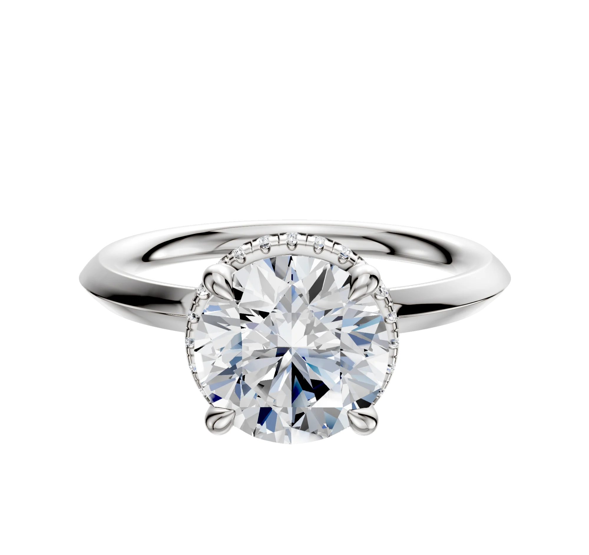 18K White Gold 4 Prong Collar Classic Knife Edge 2.0mm Engagement Ring