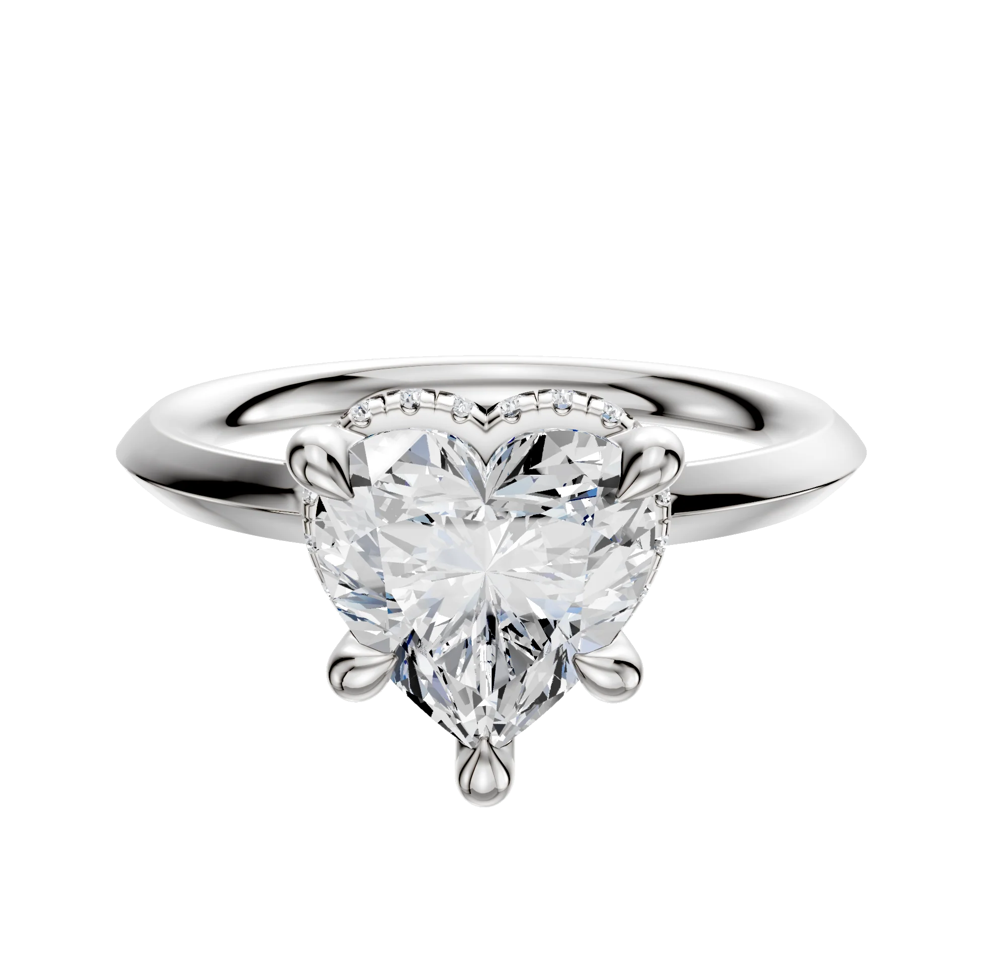 18K White Gold 4 Prong Collar Classic Knife Edge 2.0mm Engagement Ring