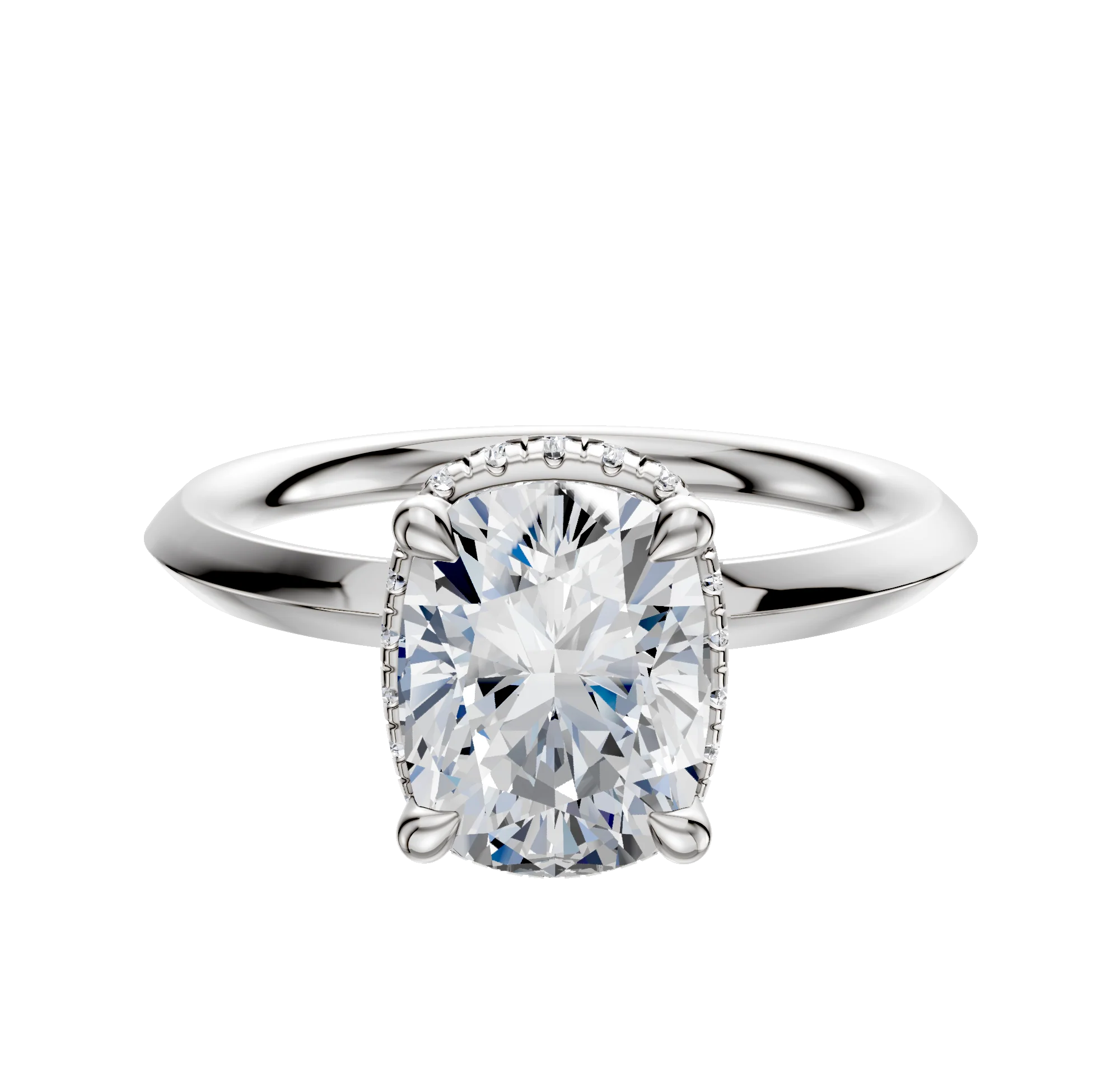 18K White Gold 4 Prong Collar Classic Knife Edge 2.0mm Engagement Ring
