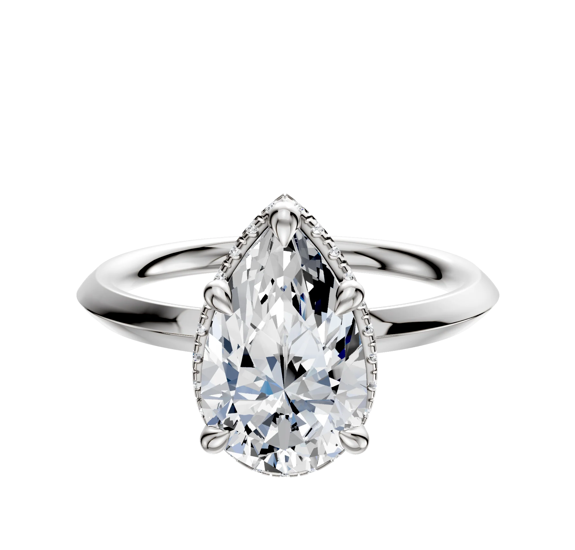 18K White Gold 4 Prong Collar Classic Knife Edge 2.0mm Engagement Ring