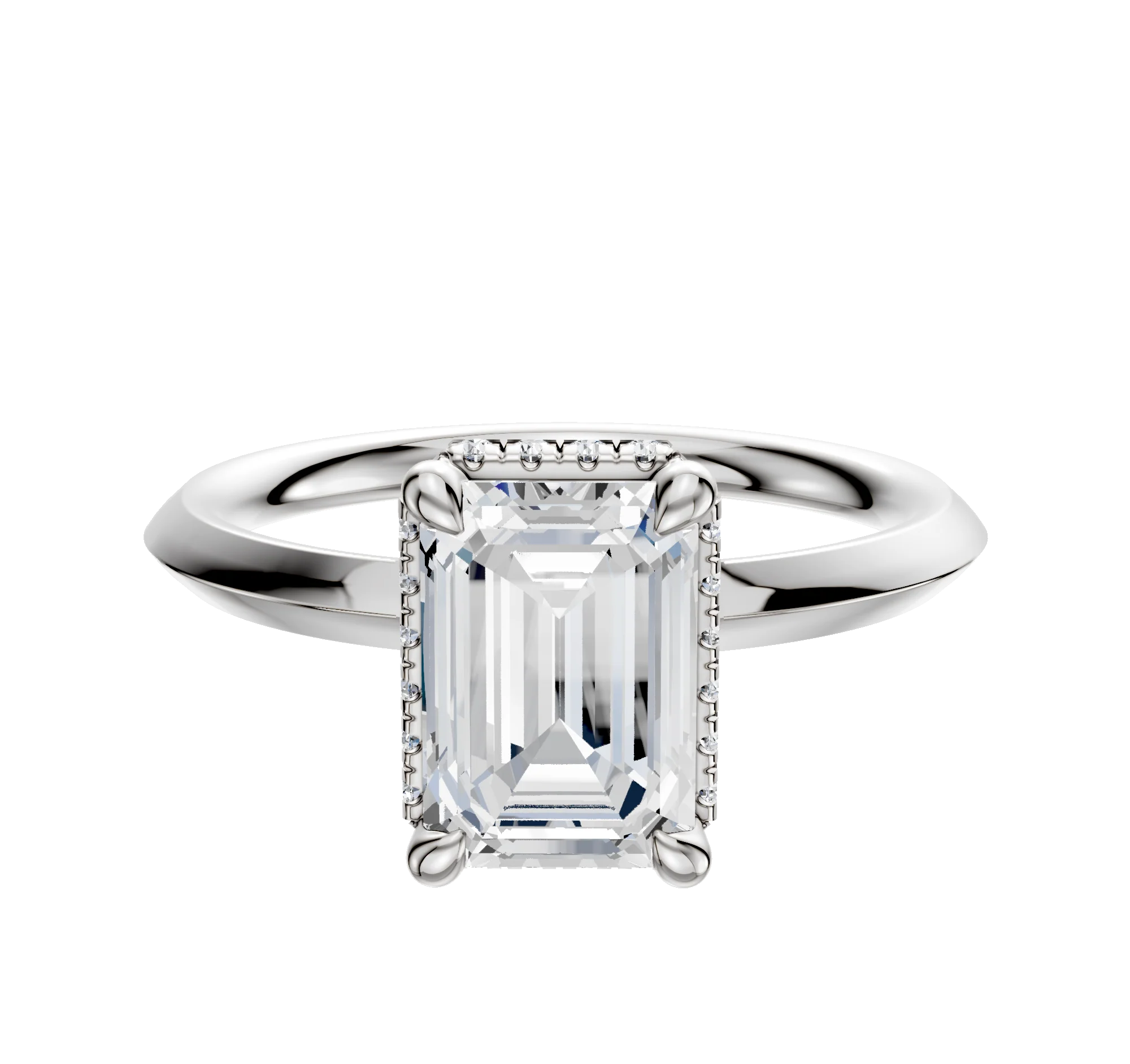 18K White Gold 4 Prong Collar Classic Knife Edge 2.0mm Engagement Ring