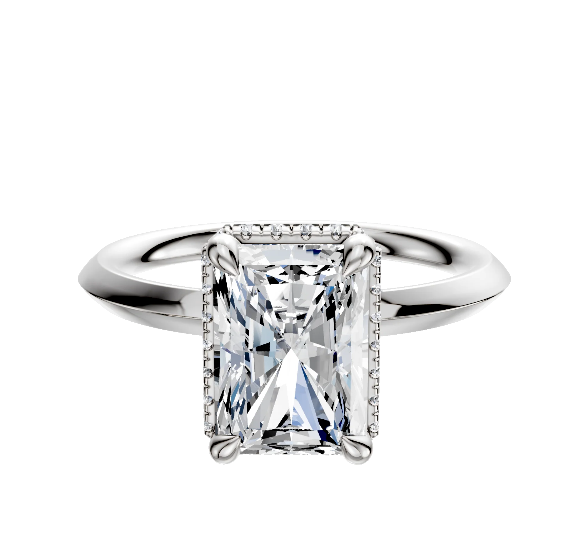 18K White Gold 4 Prong Collar Classic Knife Edge 2.0mm Engagement Ring