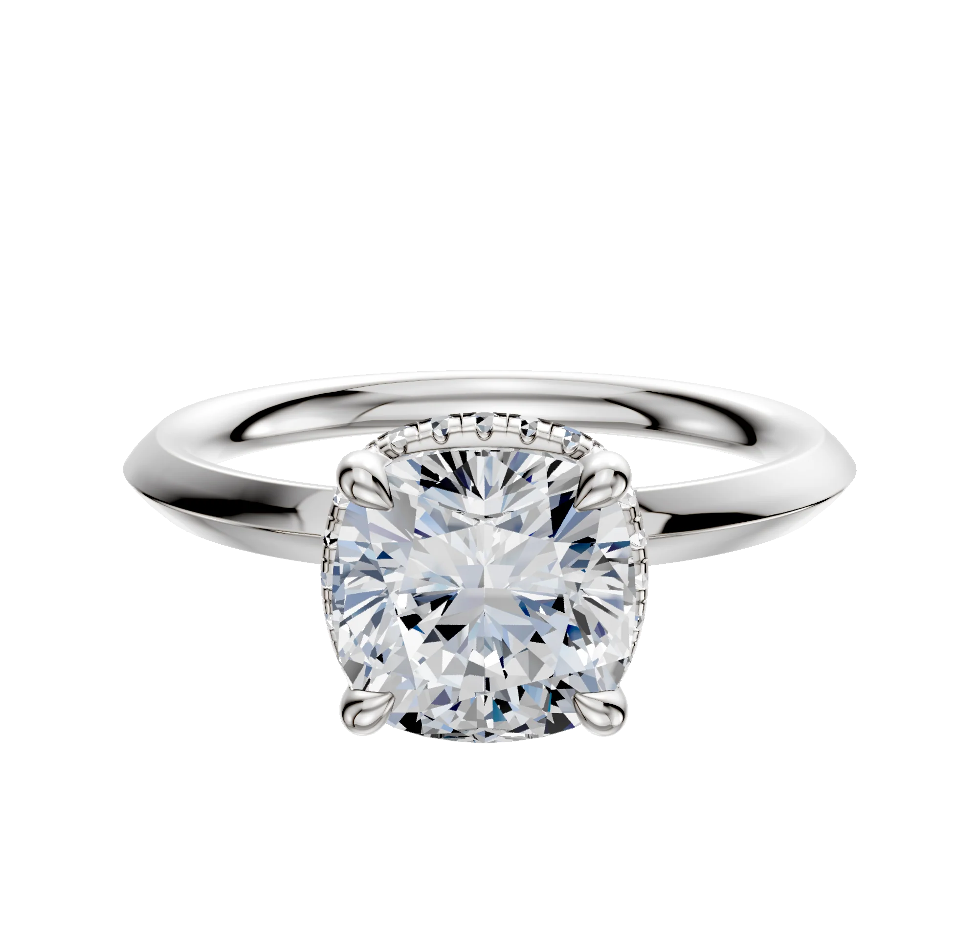 18K White Gold 4 Prong Collar Classic Knife Edge 2.0mm Engagement Ring