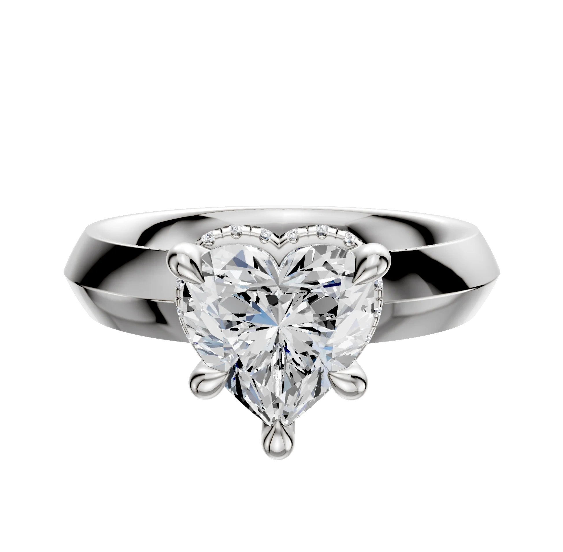 18K White Gold 4 Prong Collar Classic Knife Edge 4.0mm Engagement Ring