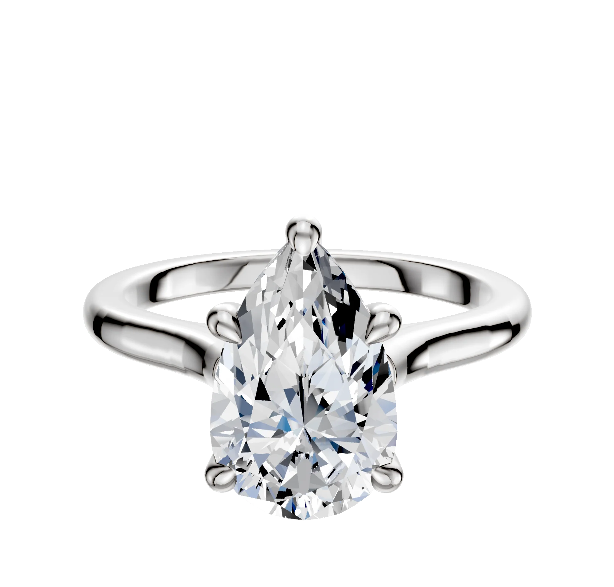 18K White Gold 4 Prong Hidden Halo Cathedral Dome 2.0mm Engagement Ring