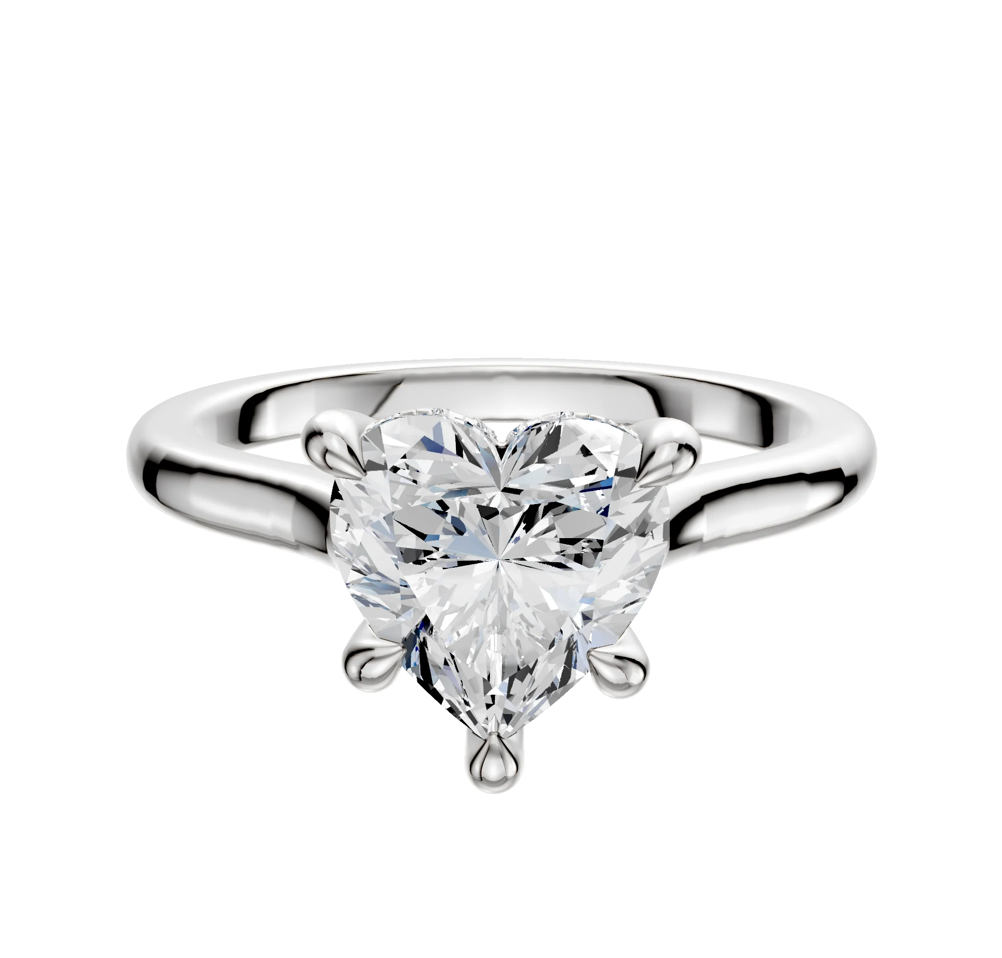 18K White Gold 4 Prong Hidden Halo Cathedral Dome 2.0mm Engagement Ring