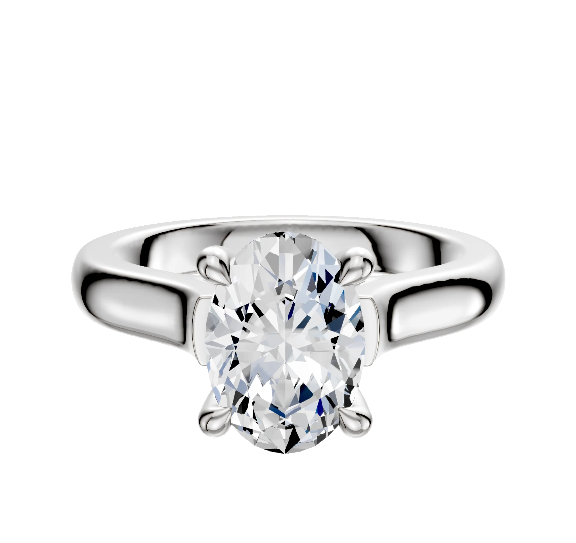 18K White Gold 4 Prong Hidden Halo Cathedral Dome 3.0mm Engagement Ring