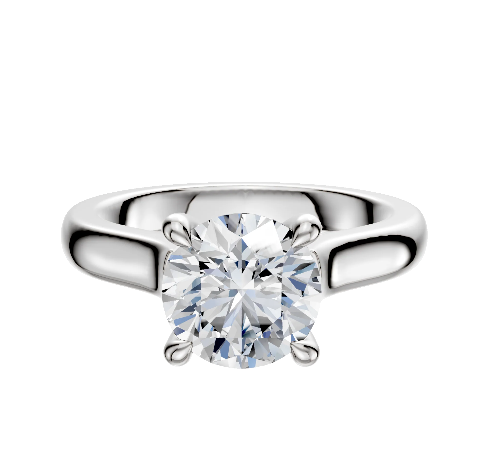 18K White Gold 4 Prong Hidden Halo Cathedral Dome 3.0mm Engagement Ring