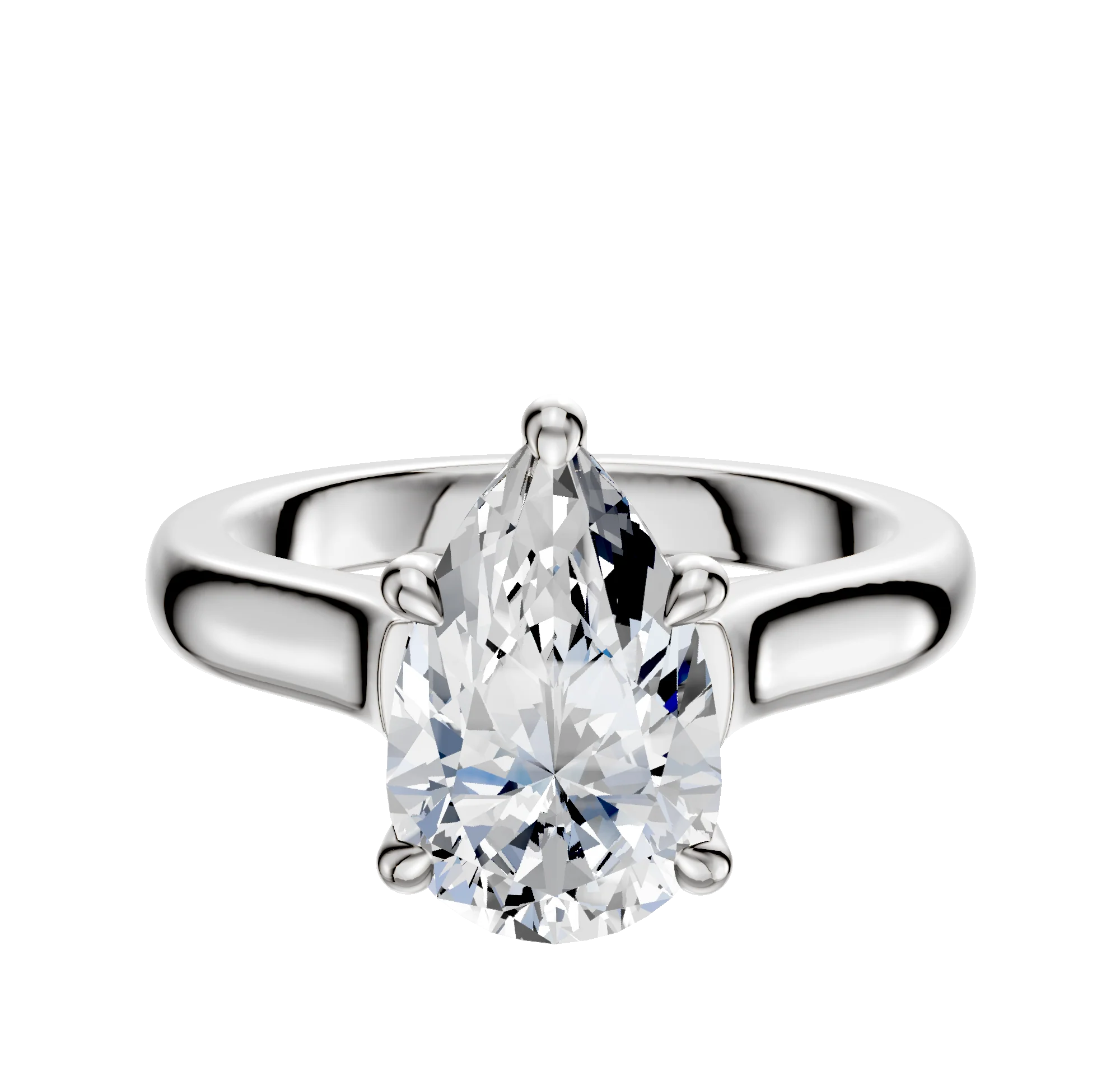18K White Gold 4 Prong Hidden Halo Cathedral Dome 3.0mm Engagement Ring