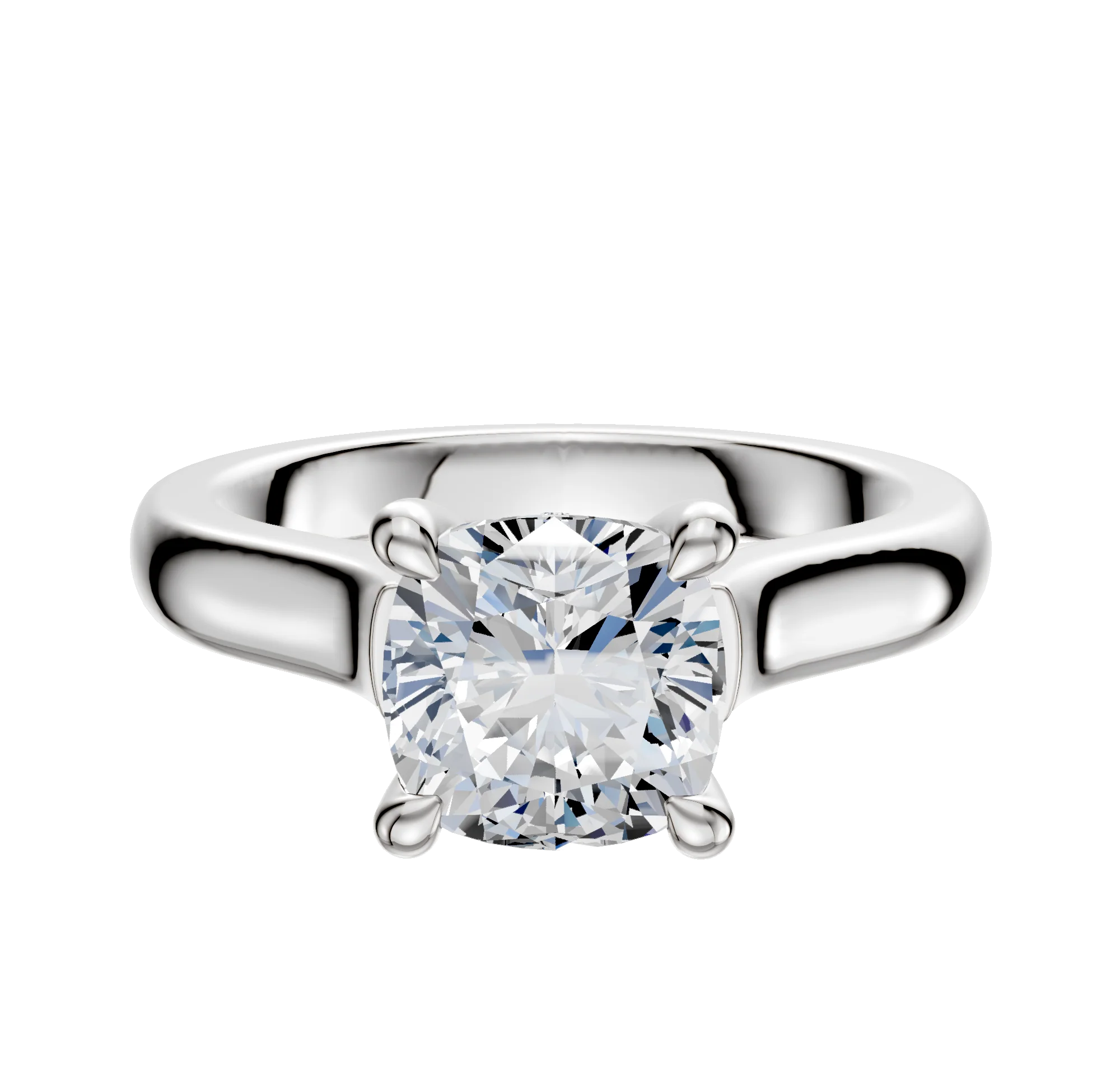 18K White Gold 4 Prong Hidden Halo Cathedral Dome 3.0mm Engagement Ring
