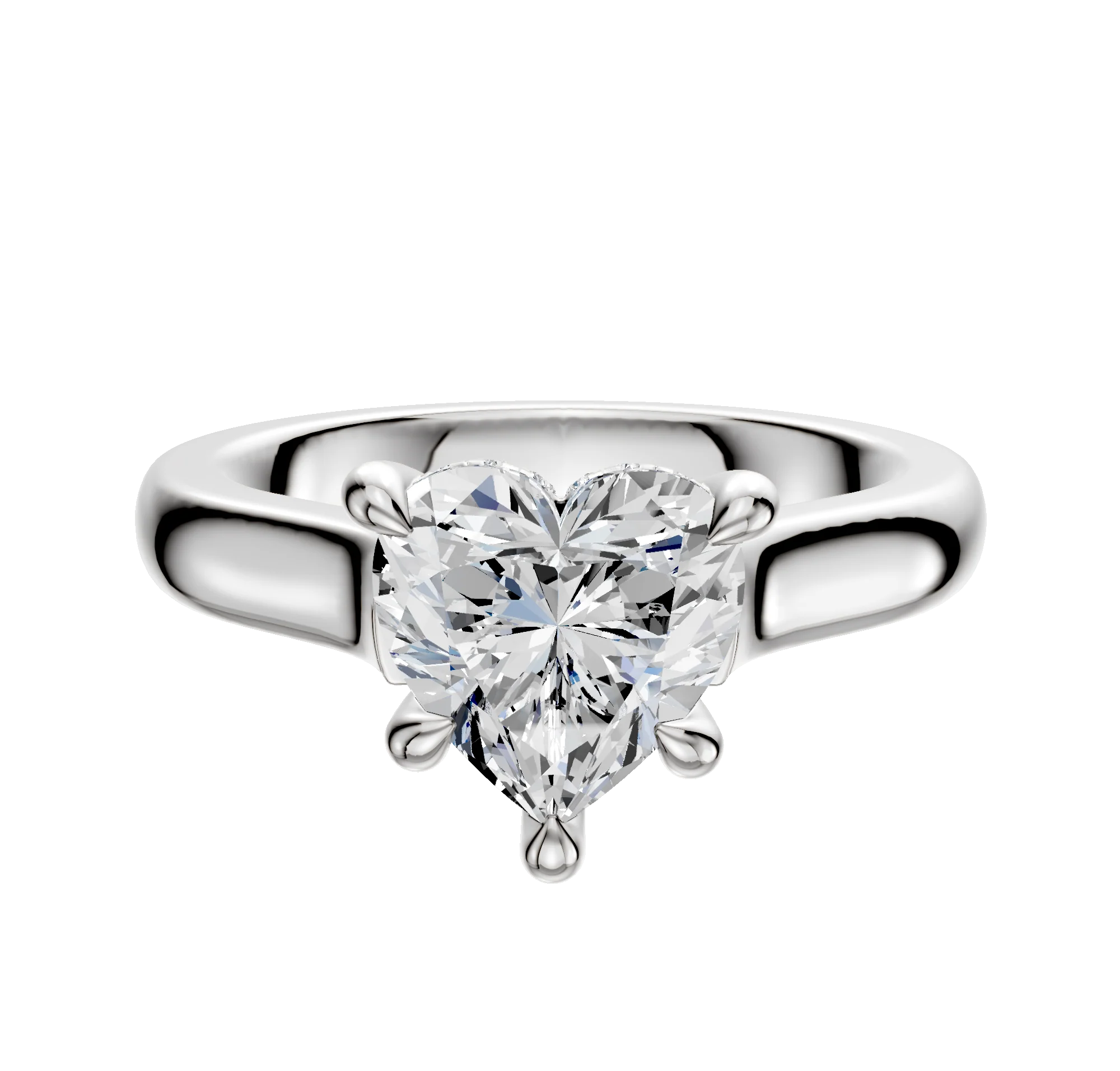 18K White Gold 4 Prong Hidden Halo Cathedral Dome 3.0mm Engagement Ring