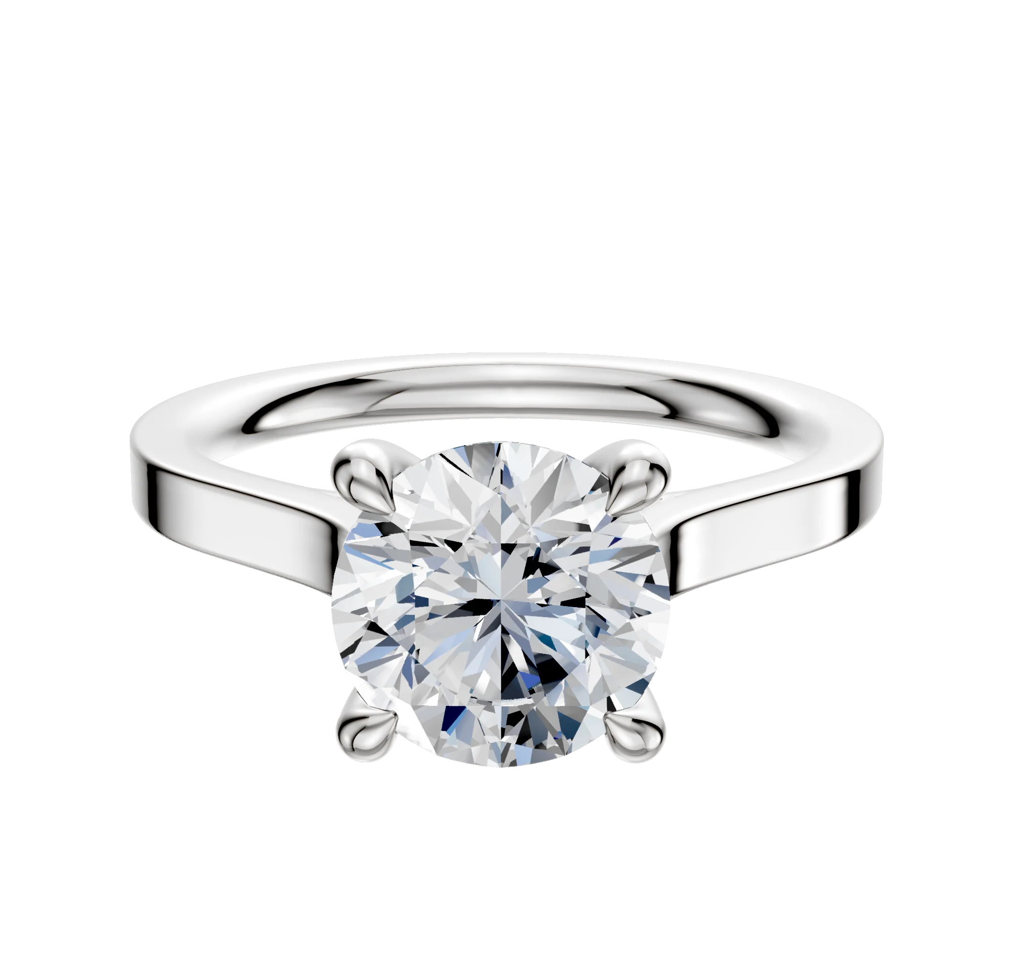 18K White Gold 4 Prong Hidden Halo Cathedral Flat 2.0mm Engagement Ring