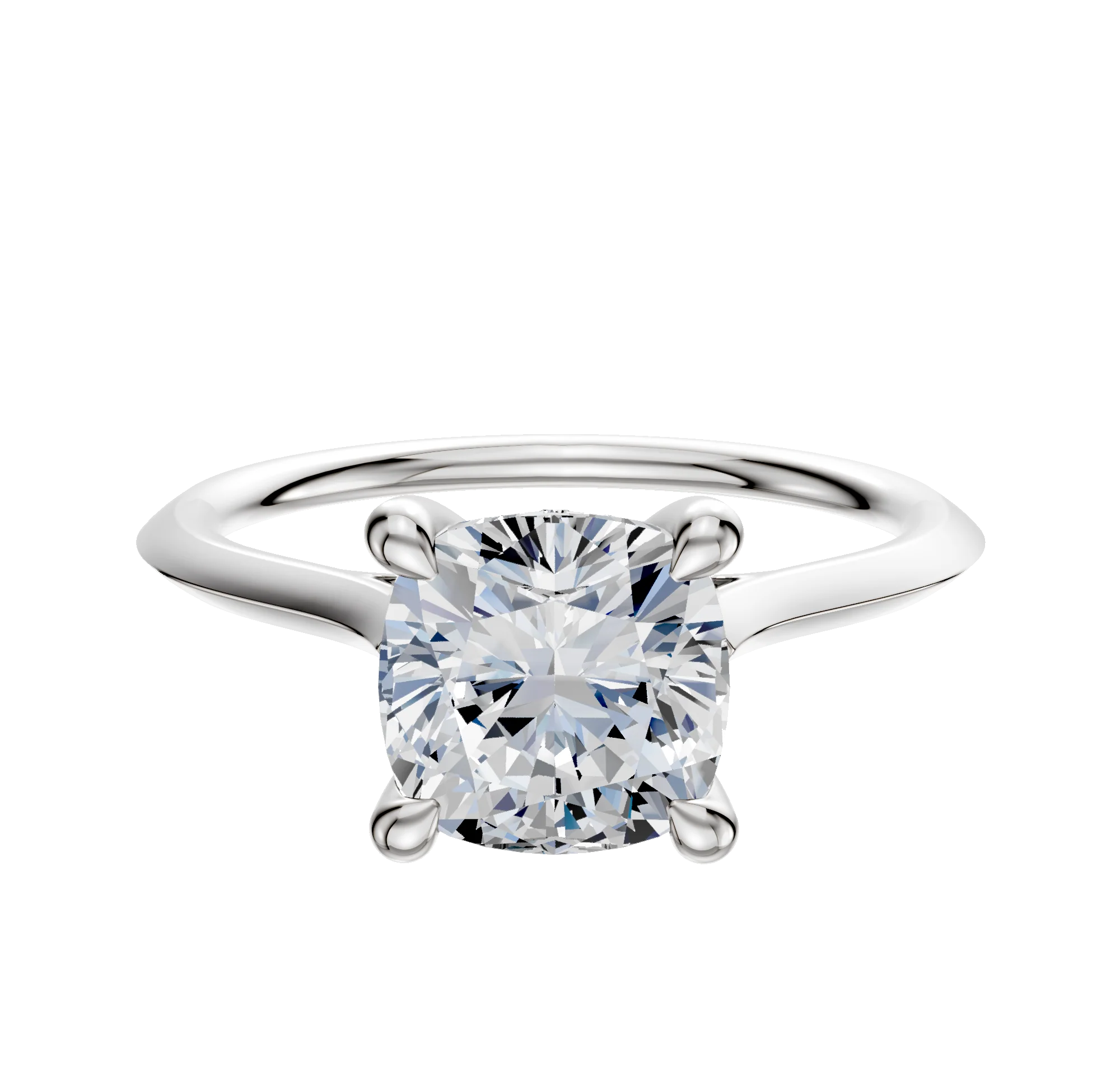 18K White Gold 4 Prong Hidden Halo Cathedral Knife Edge 1.5mm Engagement Ring