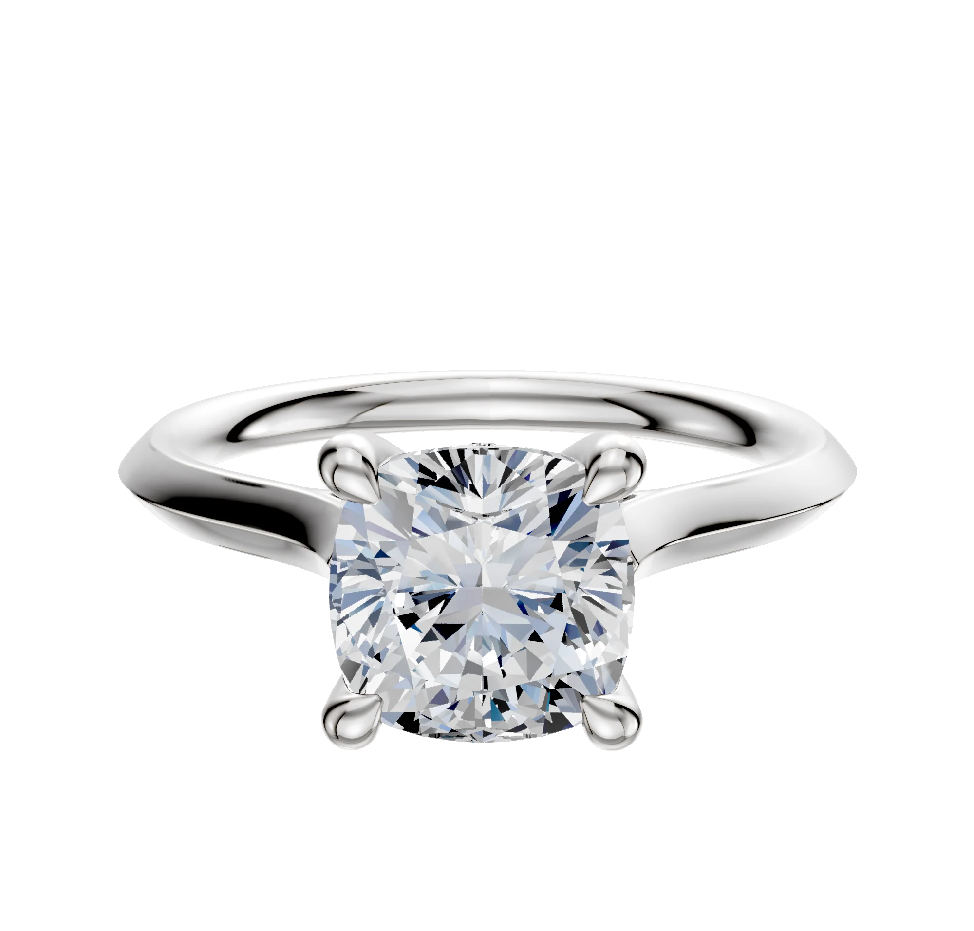 18K White Gold 4 Prong Hidden Halo Cathedral Knife Edge 2.0mm Engagement Ring