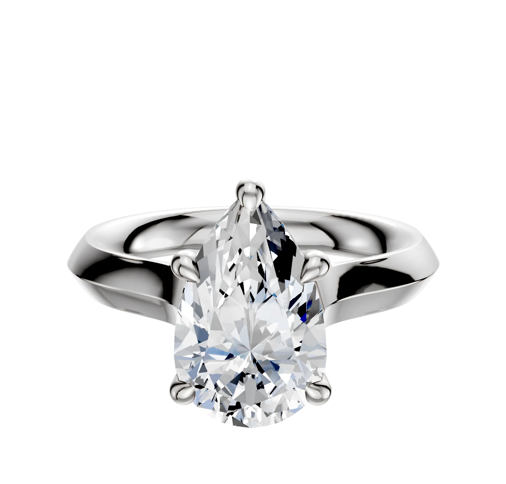 18K White Gold 4 Prong Hidden Halo Cathedral Knife Edge 3.0mm Engagement Ring