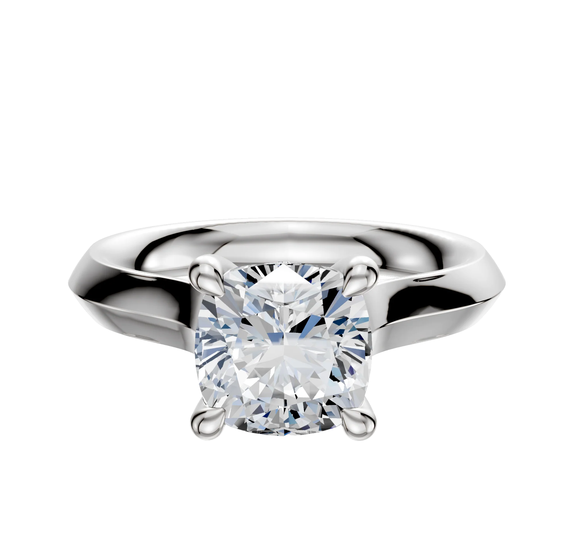 18K White Gold 4 Prong Hidden Halo Cathedral Knife Edge 3.0mm Engagement Ring
