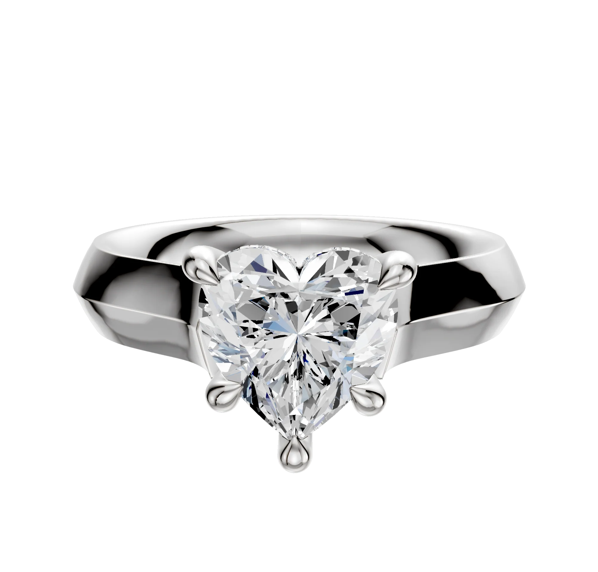 18K White Gold 4 Prong Hidden Halo Cathedral Knife Edge 4.0mm Engagement Ring
