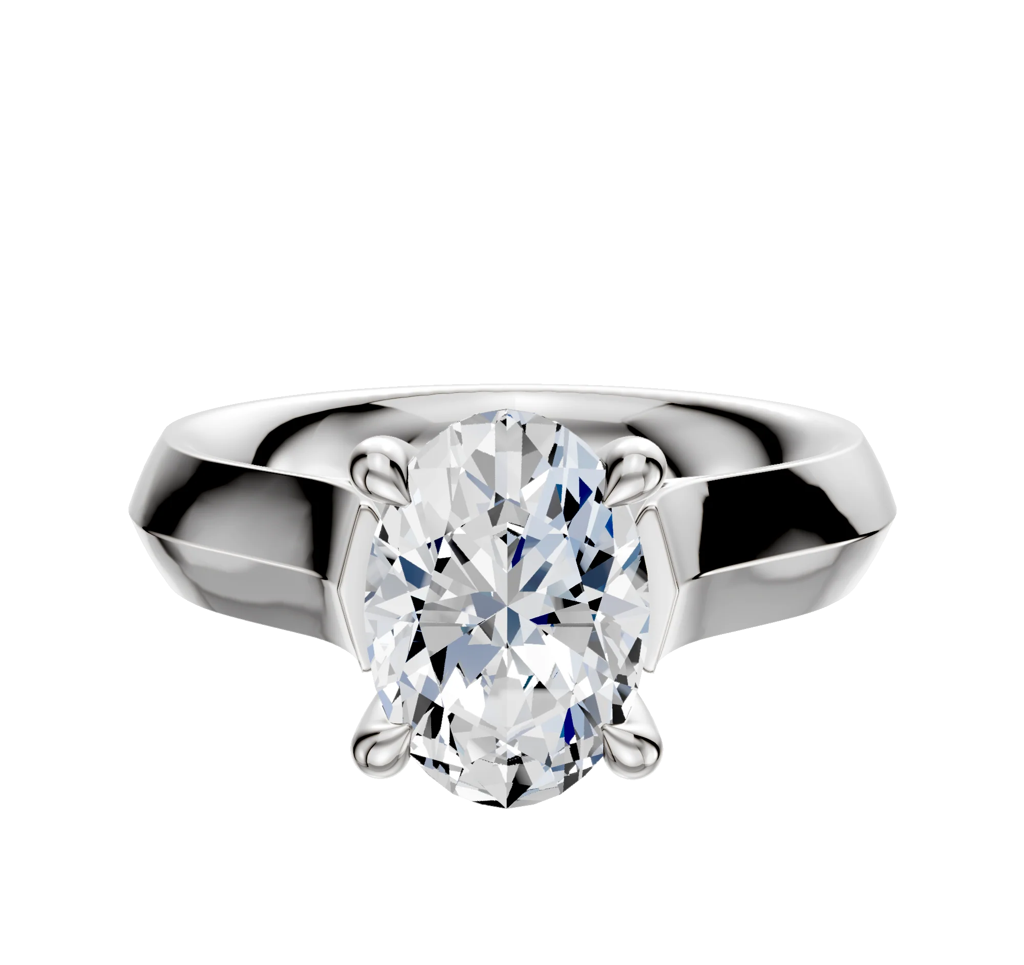 18K White Gold 4 Prong Hidden Halo Cathedral Knife Edge 4.0mm Engagement Ring