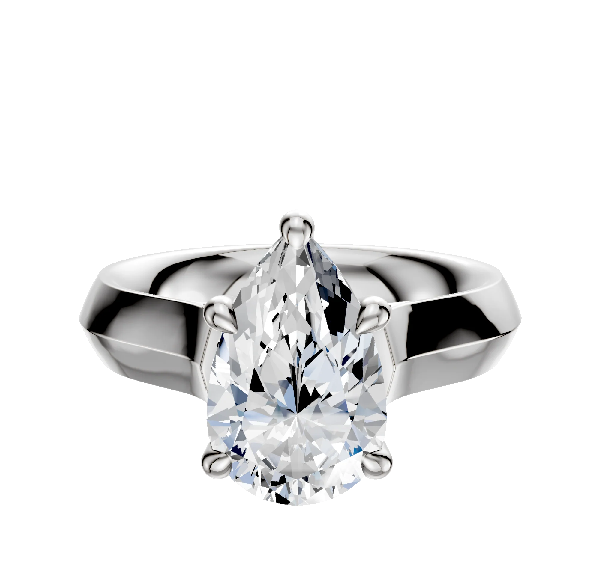 18K White Gold 4 Prong Hidden Halo Cathedral Knife Edge 4.0mm Engagement Ring