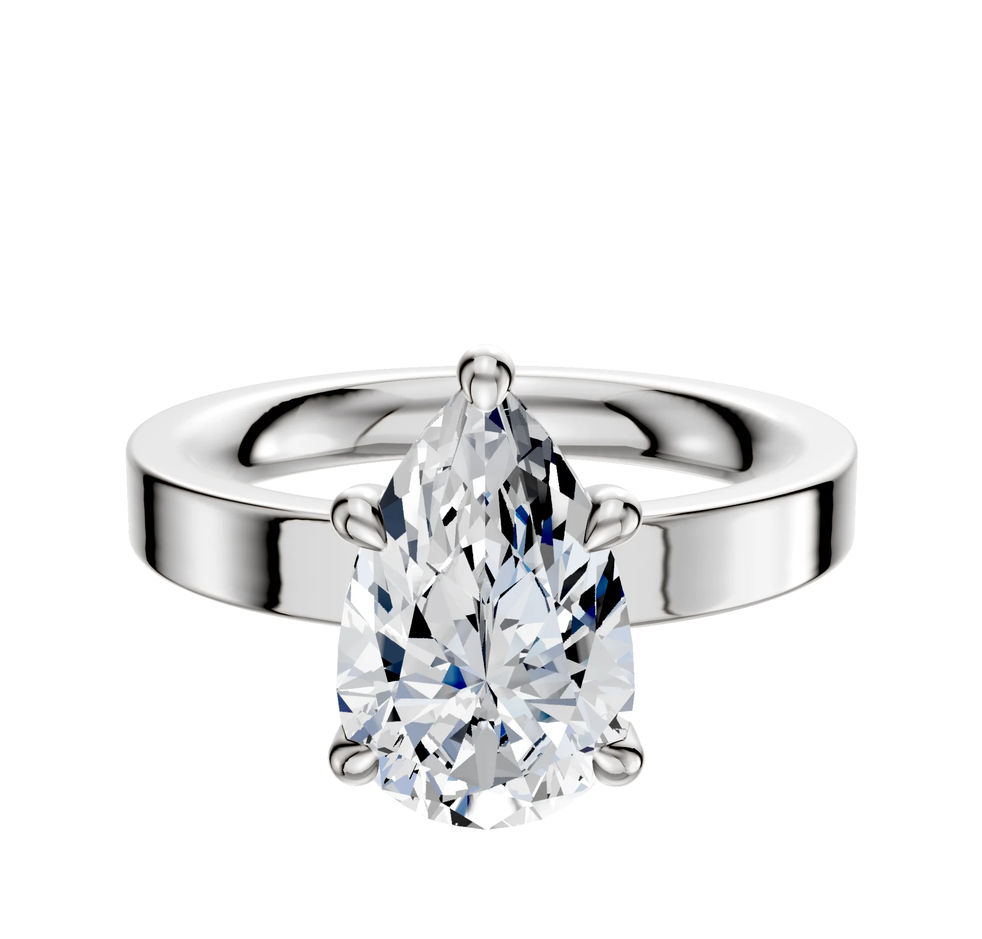 18K White Gold 4 Prong Hidden Halo Classic Flat 3.0mm Engagement Ring