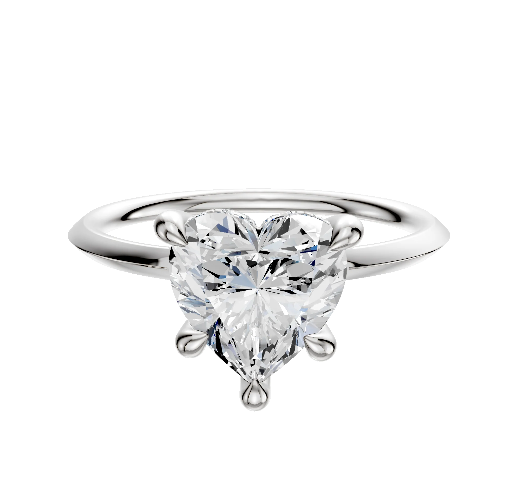 18K White Gold 4 Prong Hidden Halo Classic Knife Edge 1.5mm Engagement Ring
